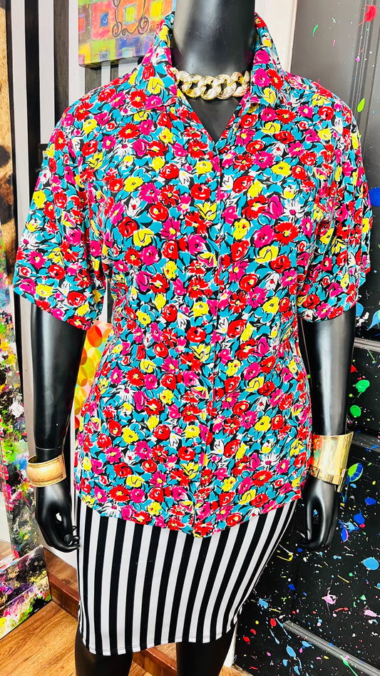 Vintage Bold Floral Blouse (16)