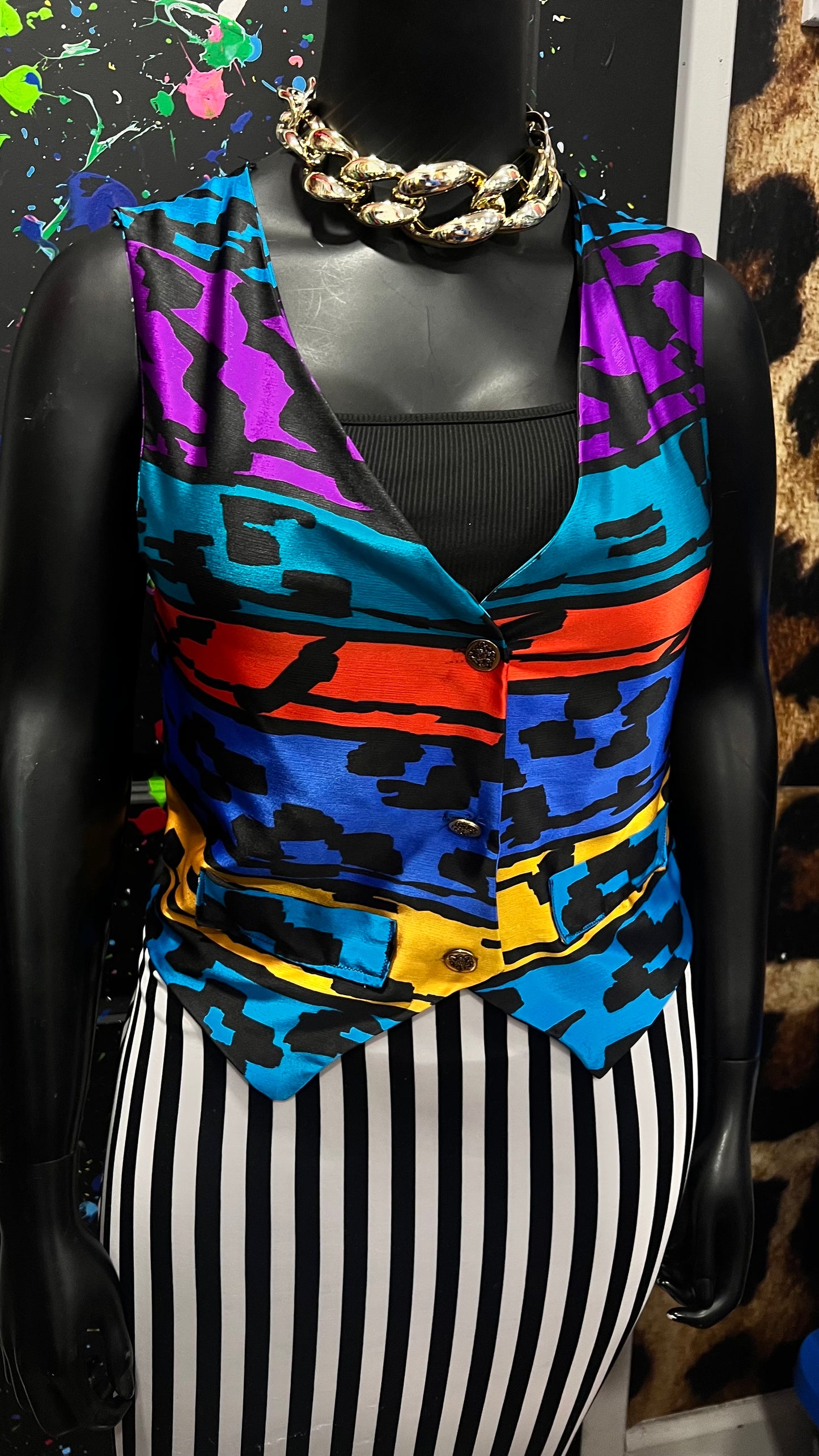 Vintage Abstract Polyester Vest (12/14)