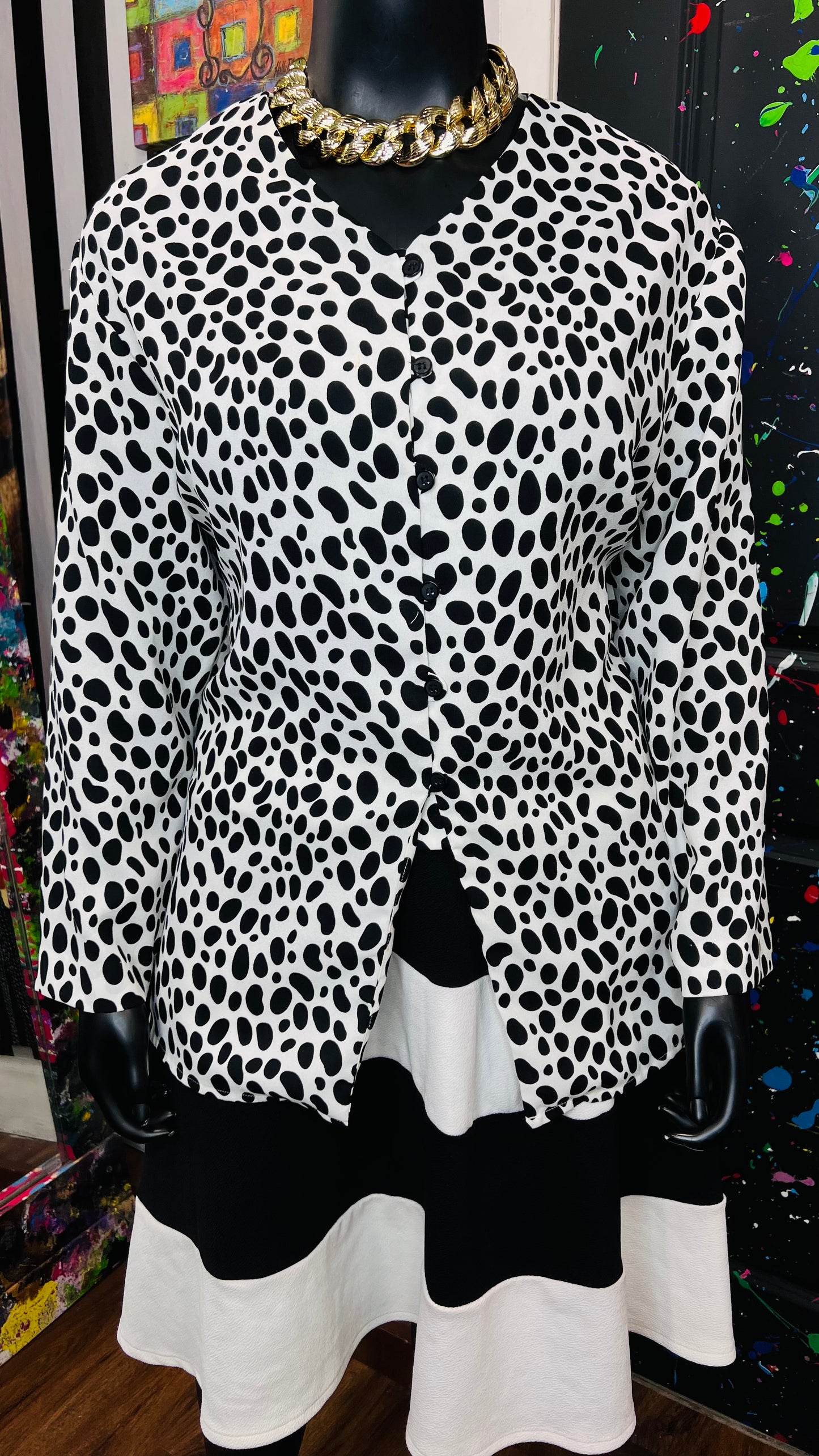 Black & White Animal Print Blouse (24)