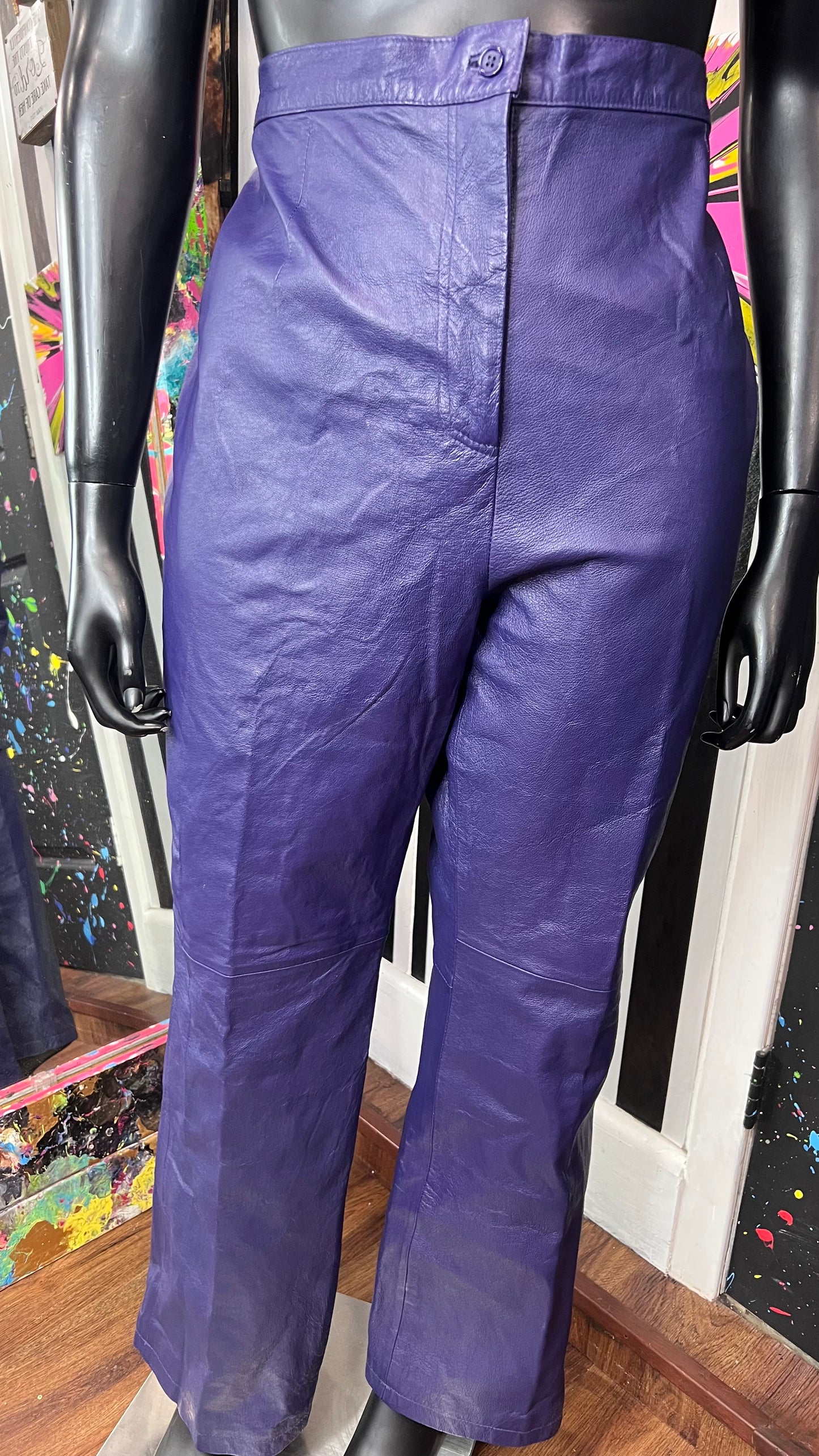 Vintage Genuine Leather Purple Pants (22T)