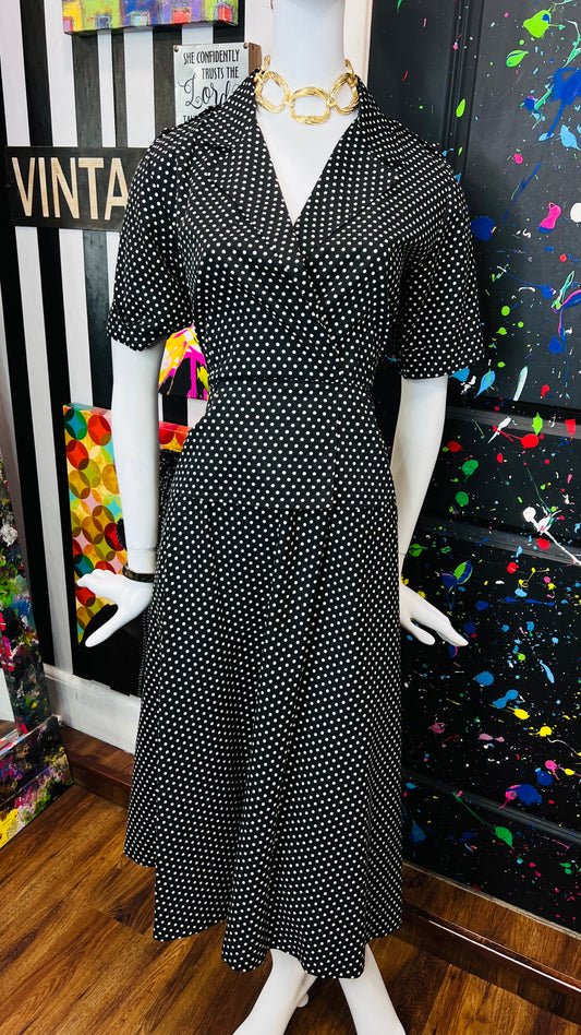 Vintage Peplum Waist- Polka Dot Dress (12)