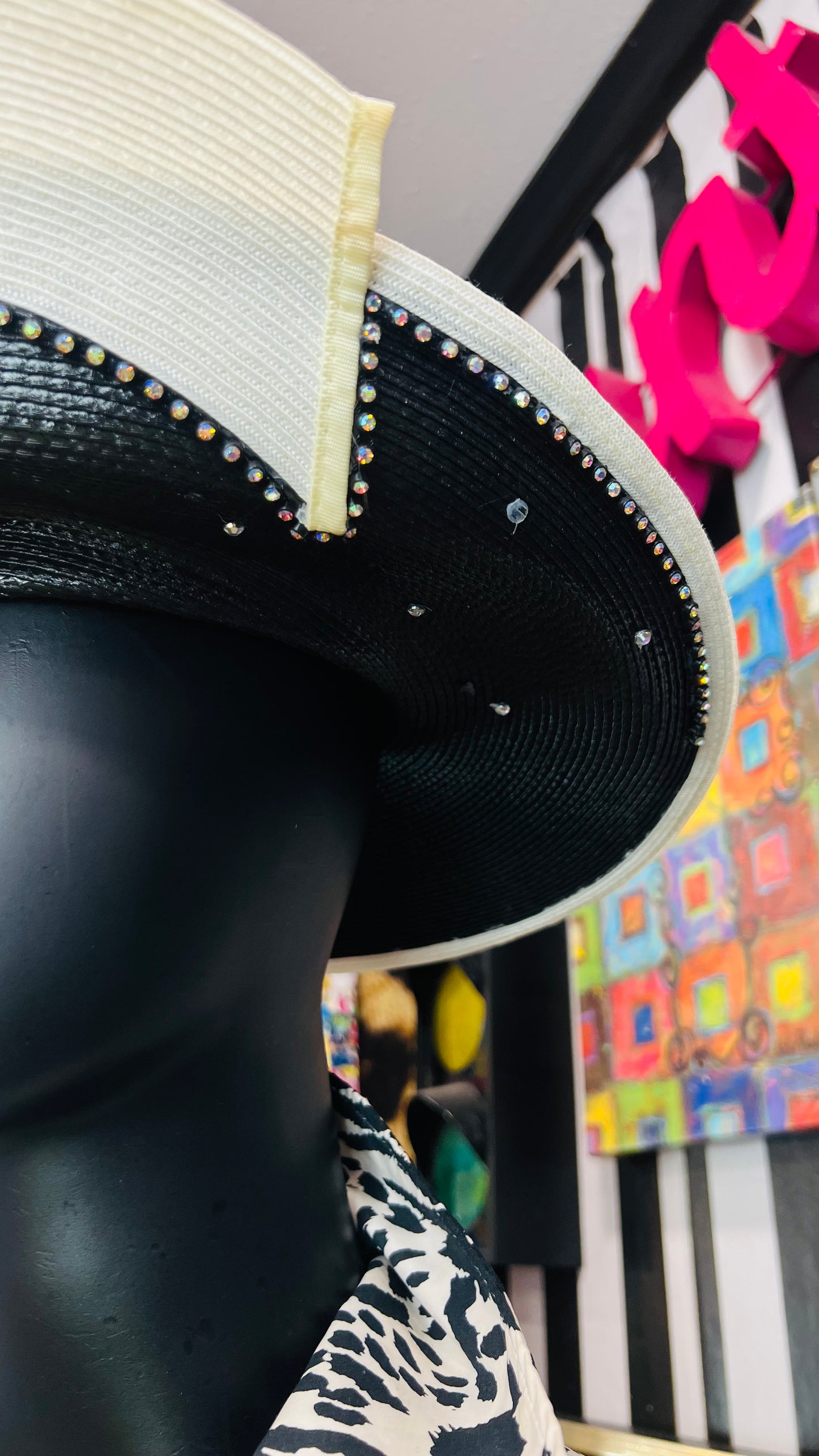 Vintage Black & White Jewel Hat