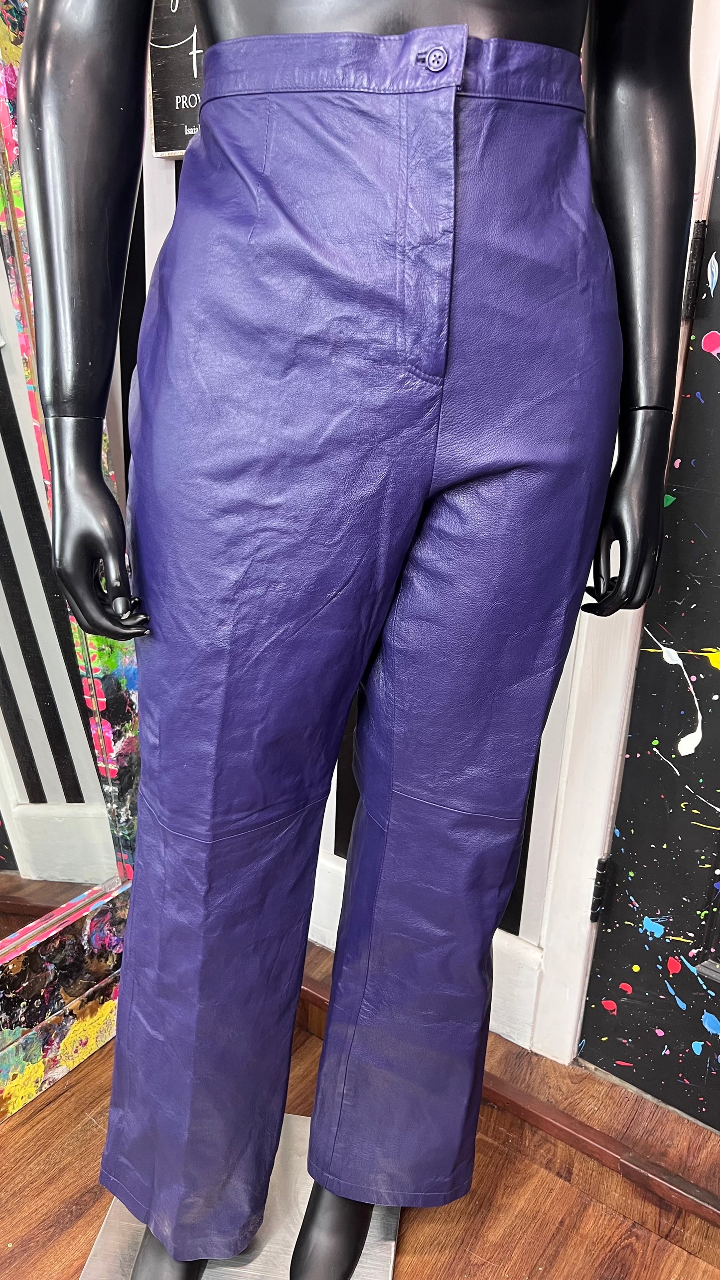 Vintage Genuine Leather Purple Pants (22T)