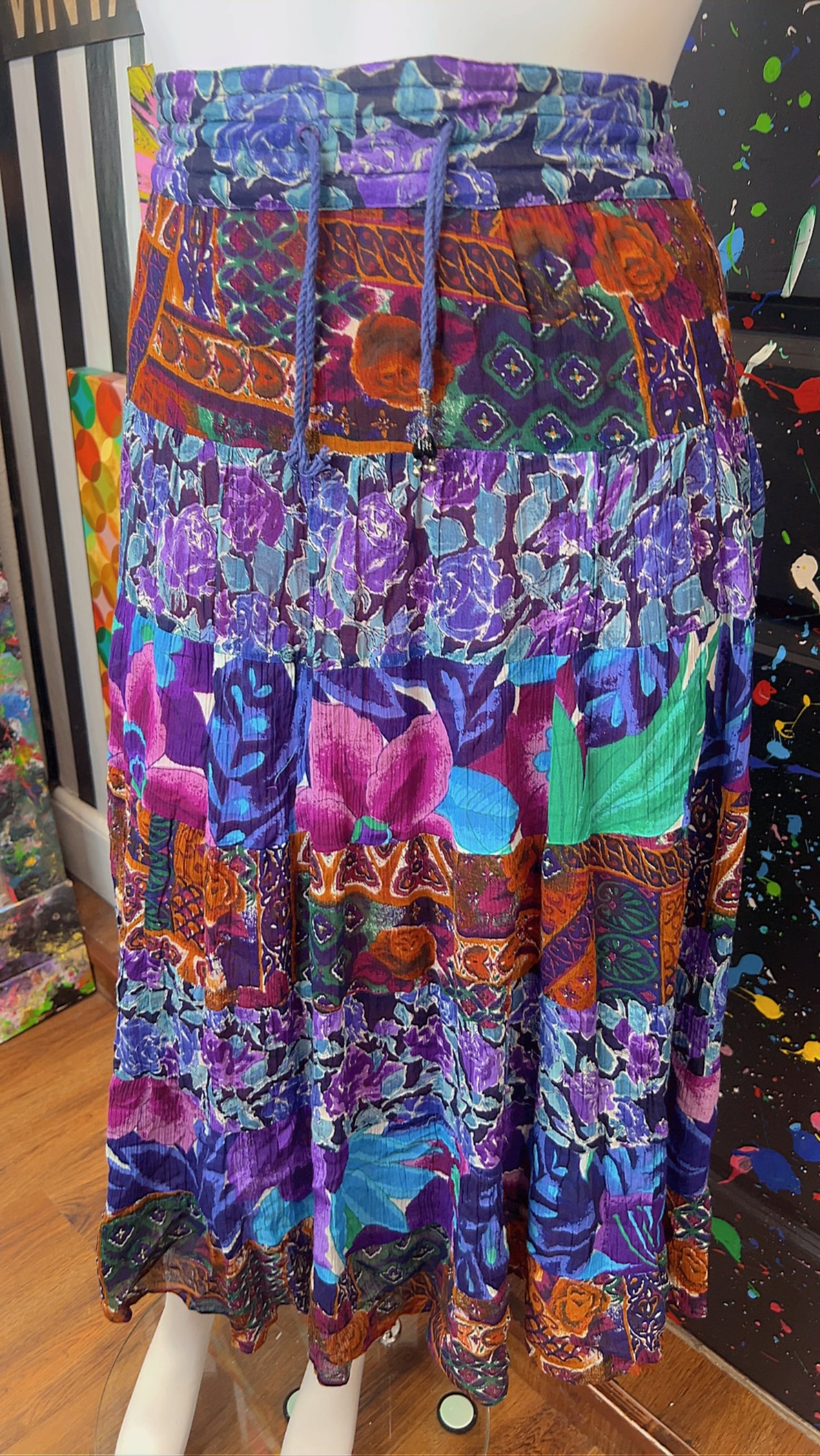 Vintage Rayon Drawstring Skirt (OS)