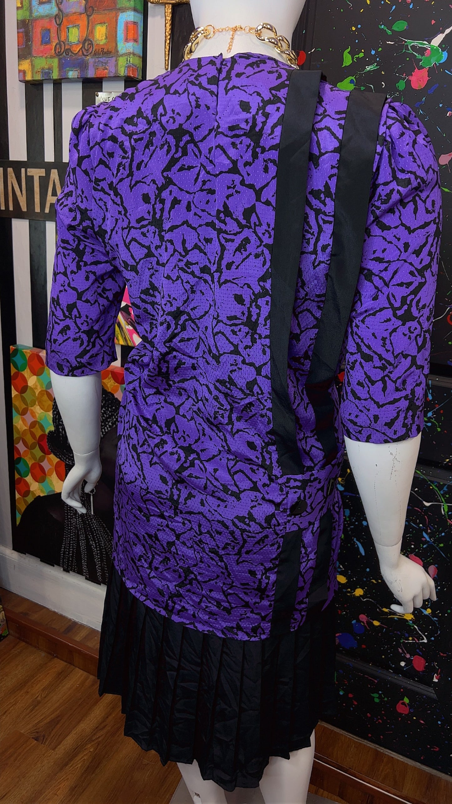 Vintage Purple & Black Dress (16)