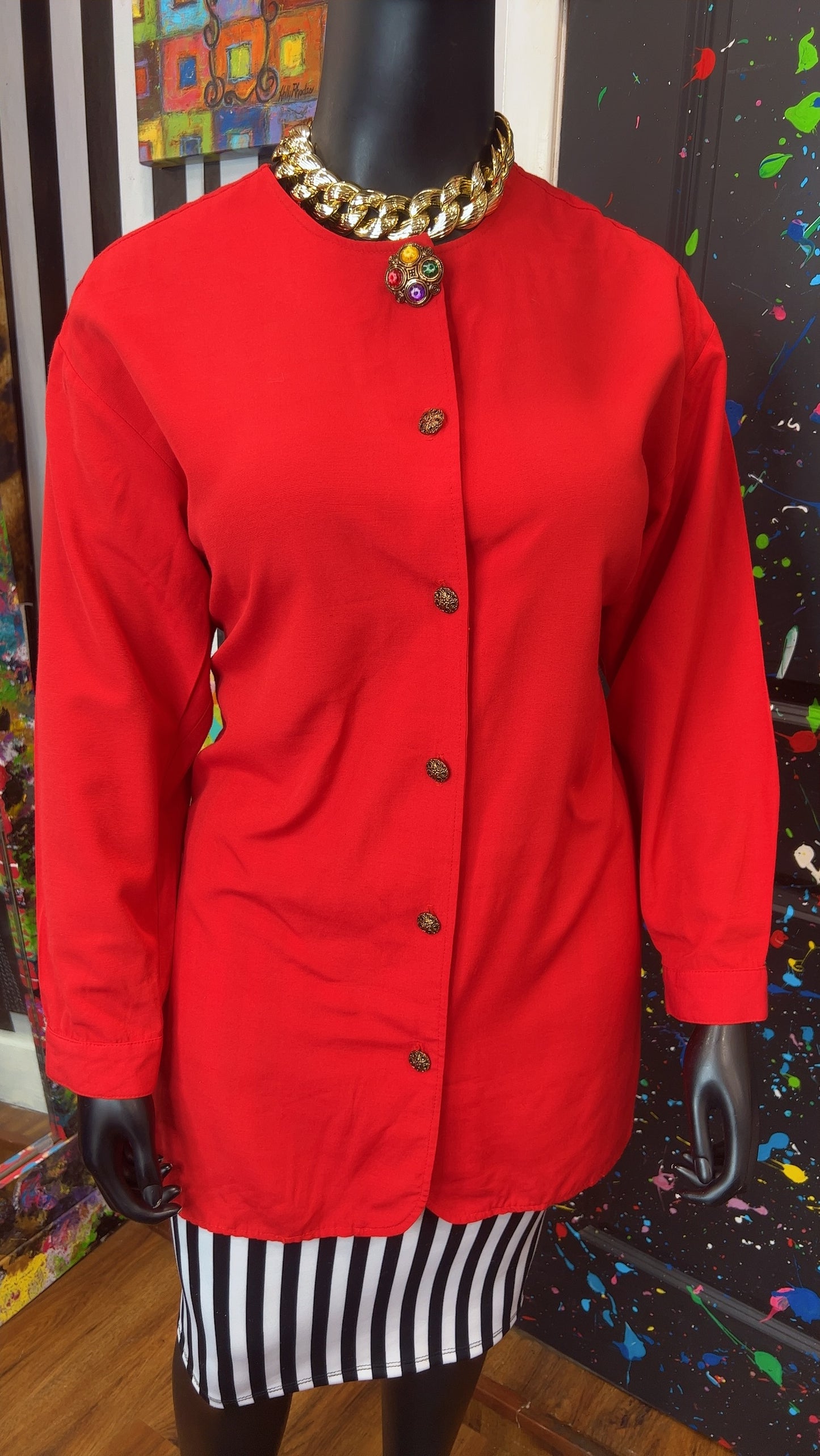 Vintage Red Blouse w/ Jewel Blouse (18)