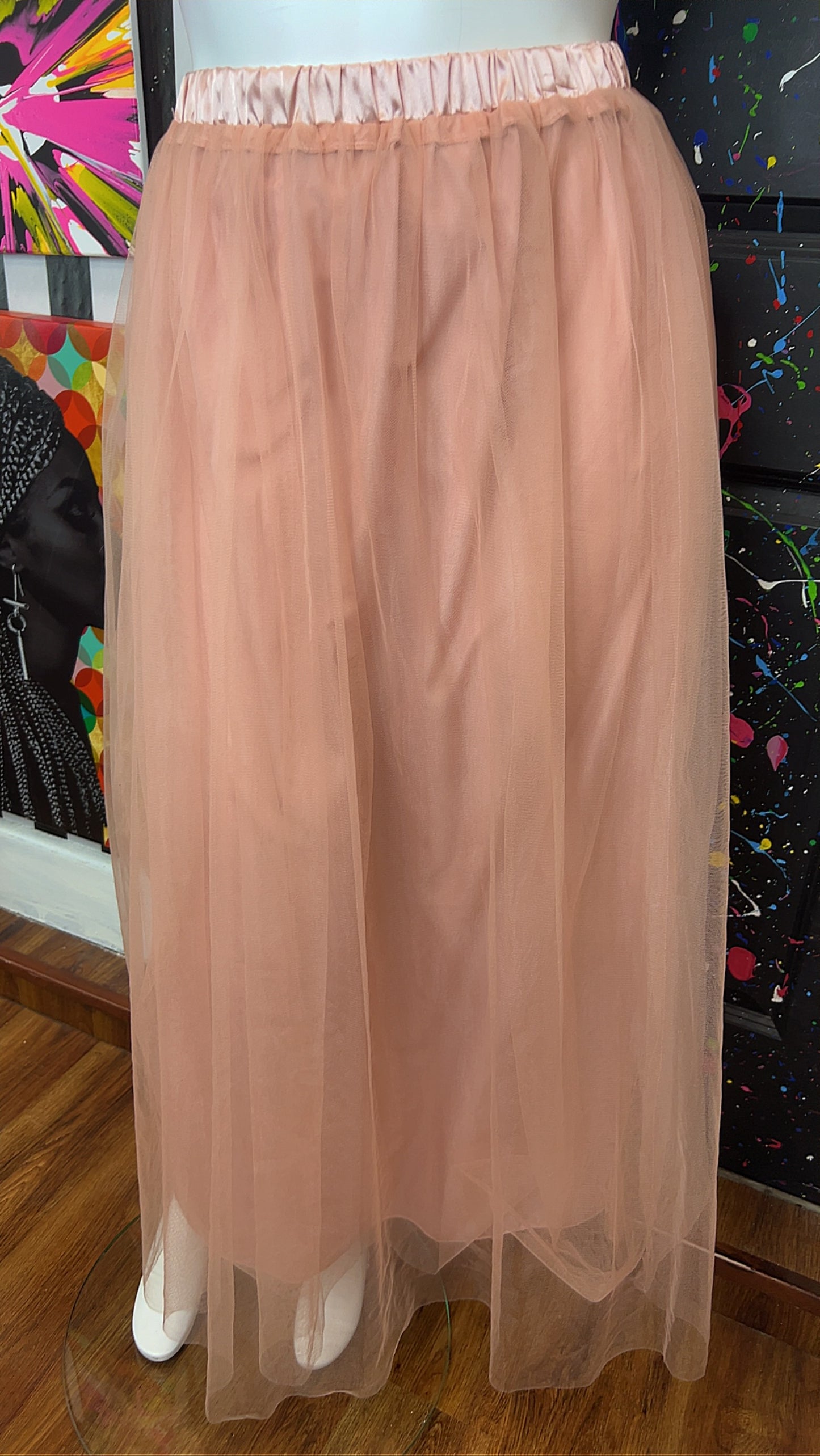 Long Blush Tulle Skirt (16)