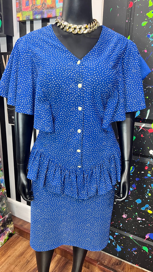 Vintage Blue & White Speck Dress (18W)