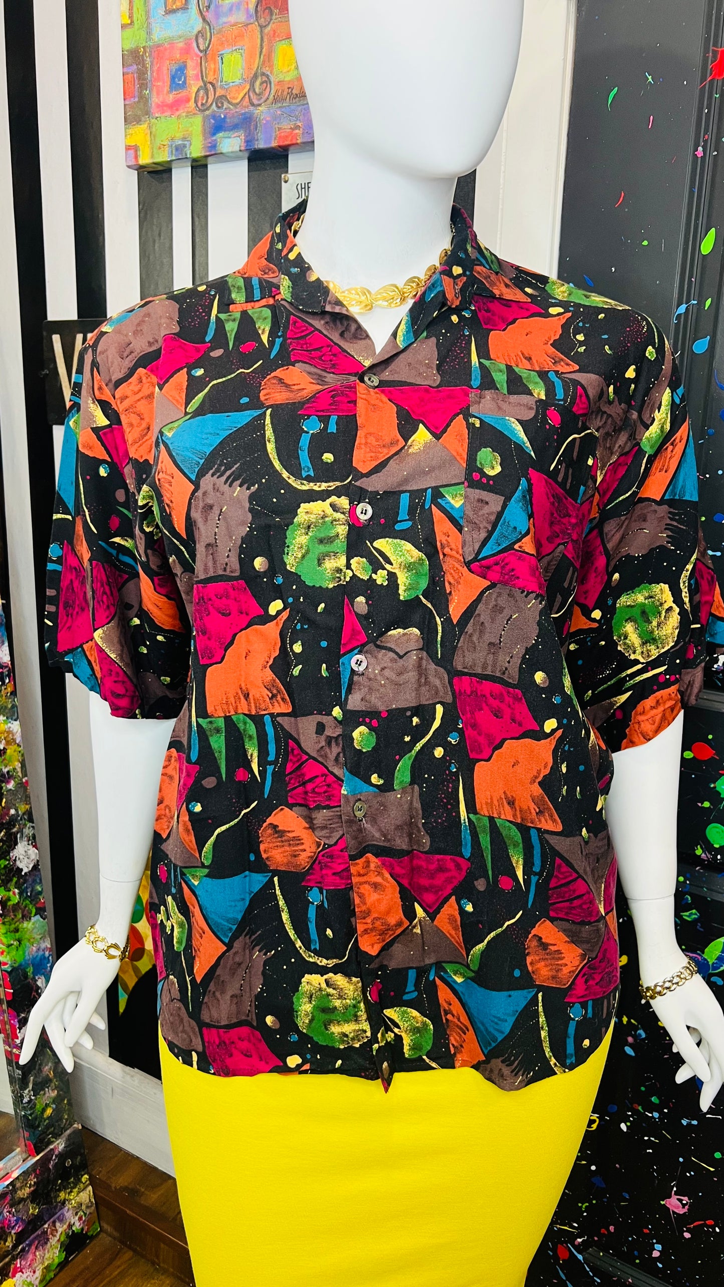 Vintage Abstract 90’s Rayon Blouse (20)