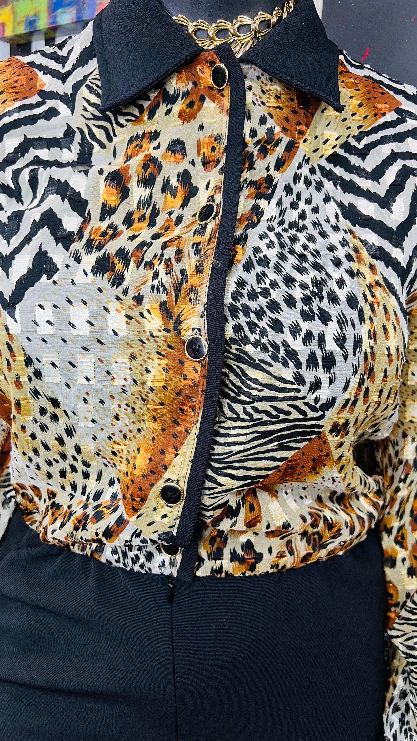 Vintage Animal Print Jumpsuit -Deadstock & Has Stretch! (18)