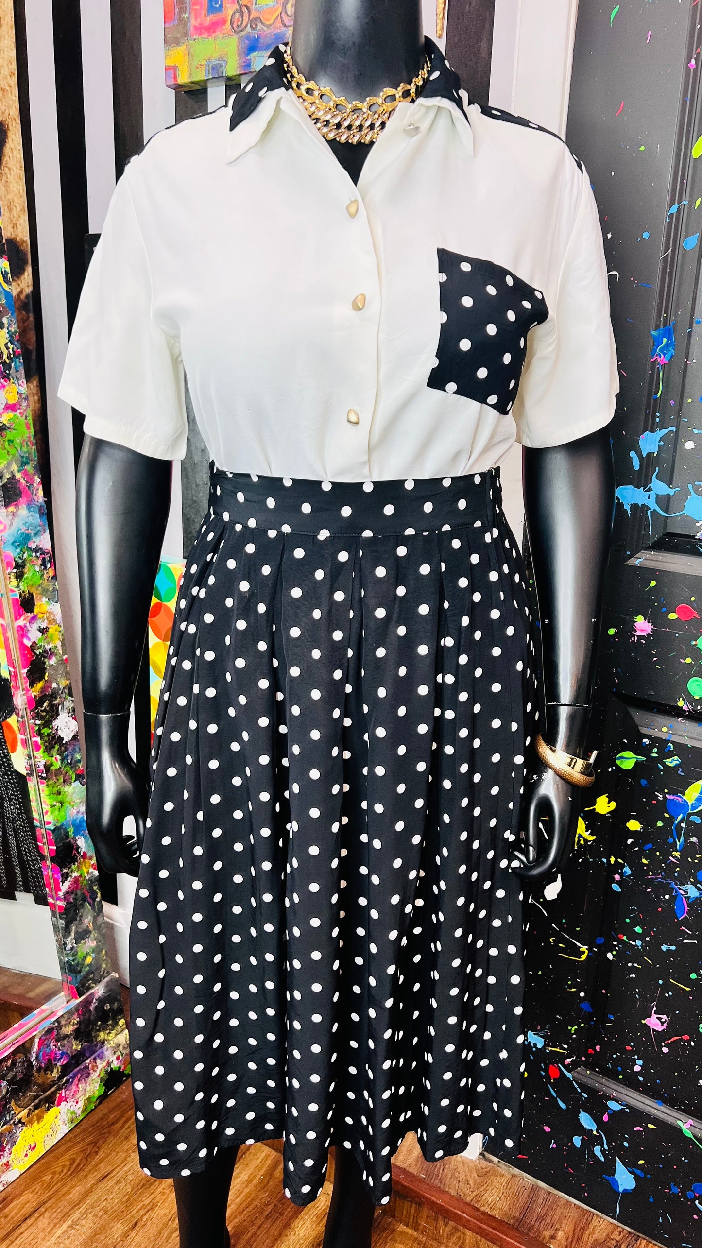 Vintage Polka Dot Skirt Set (12/14)