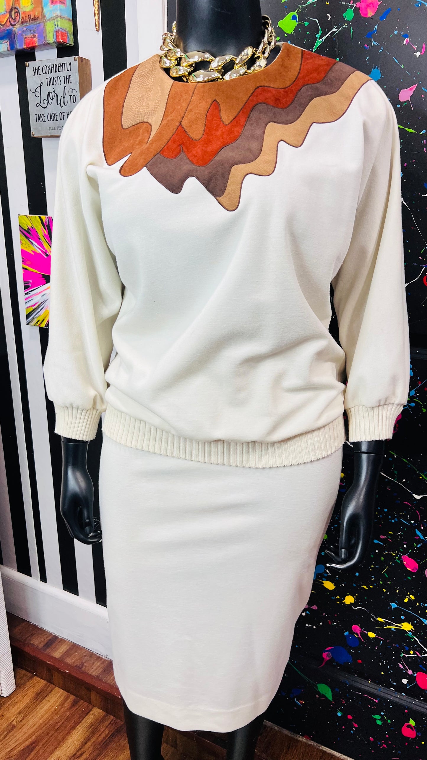 Vintage Leslie Fay Sweater Skirt Set (18)