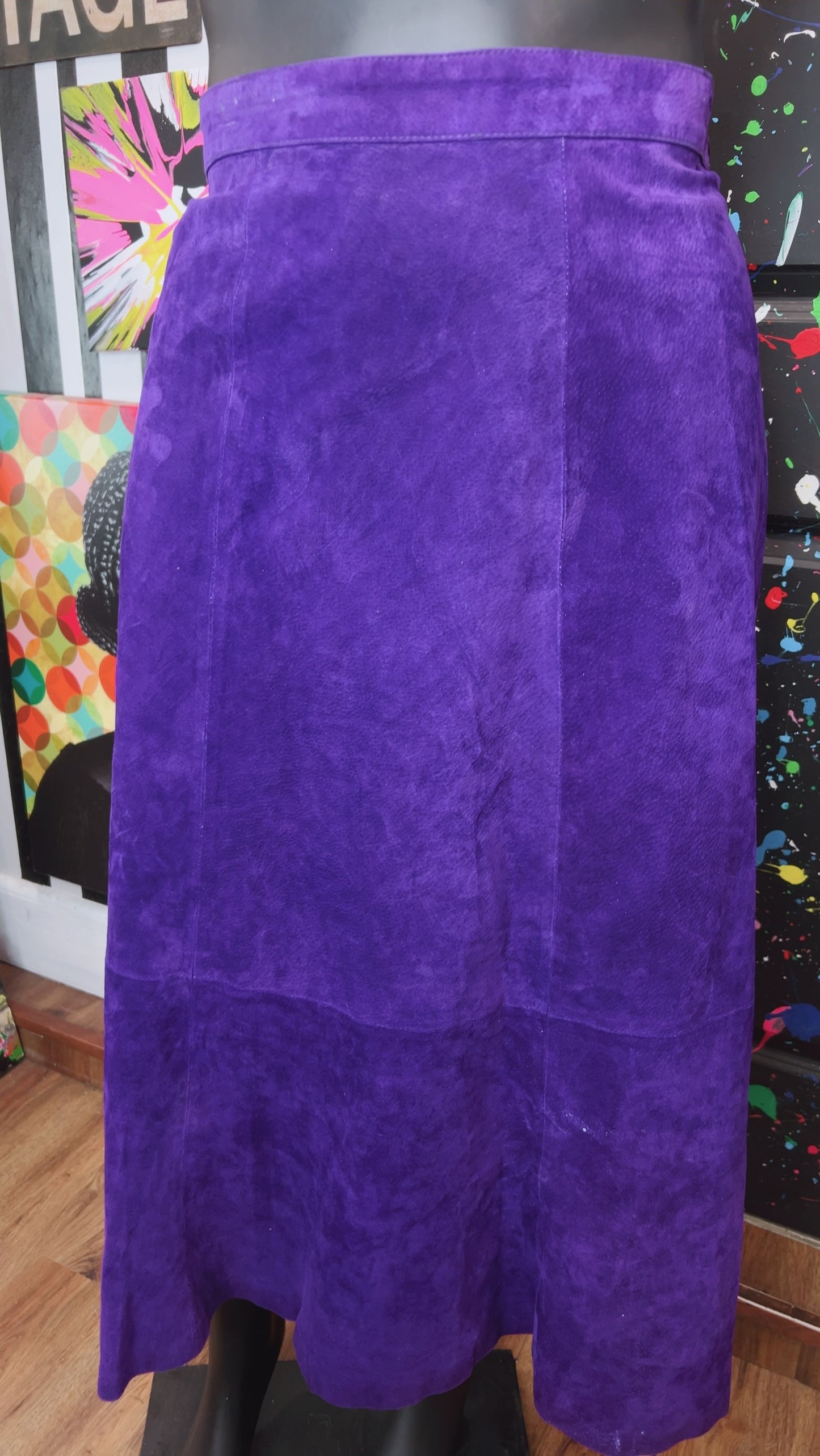 Vintage Purple Genuine Suede Leather Skirt (18W)