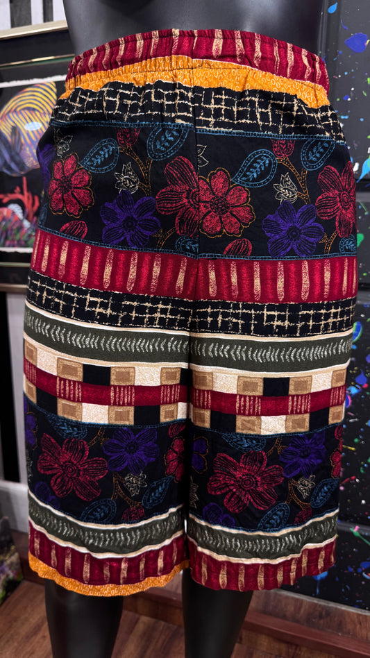 Vintage Rayon Tribal Print Shorts w/ Pockets (22)