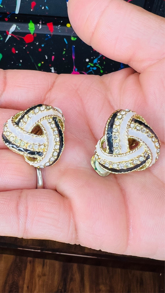 Vintage Metal Gold Tone Pretzel Style Clip on Earrings