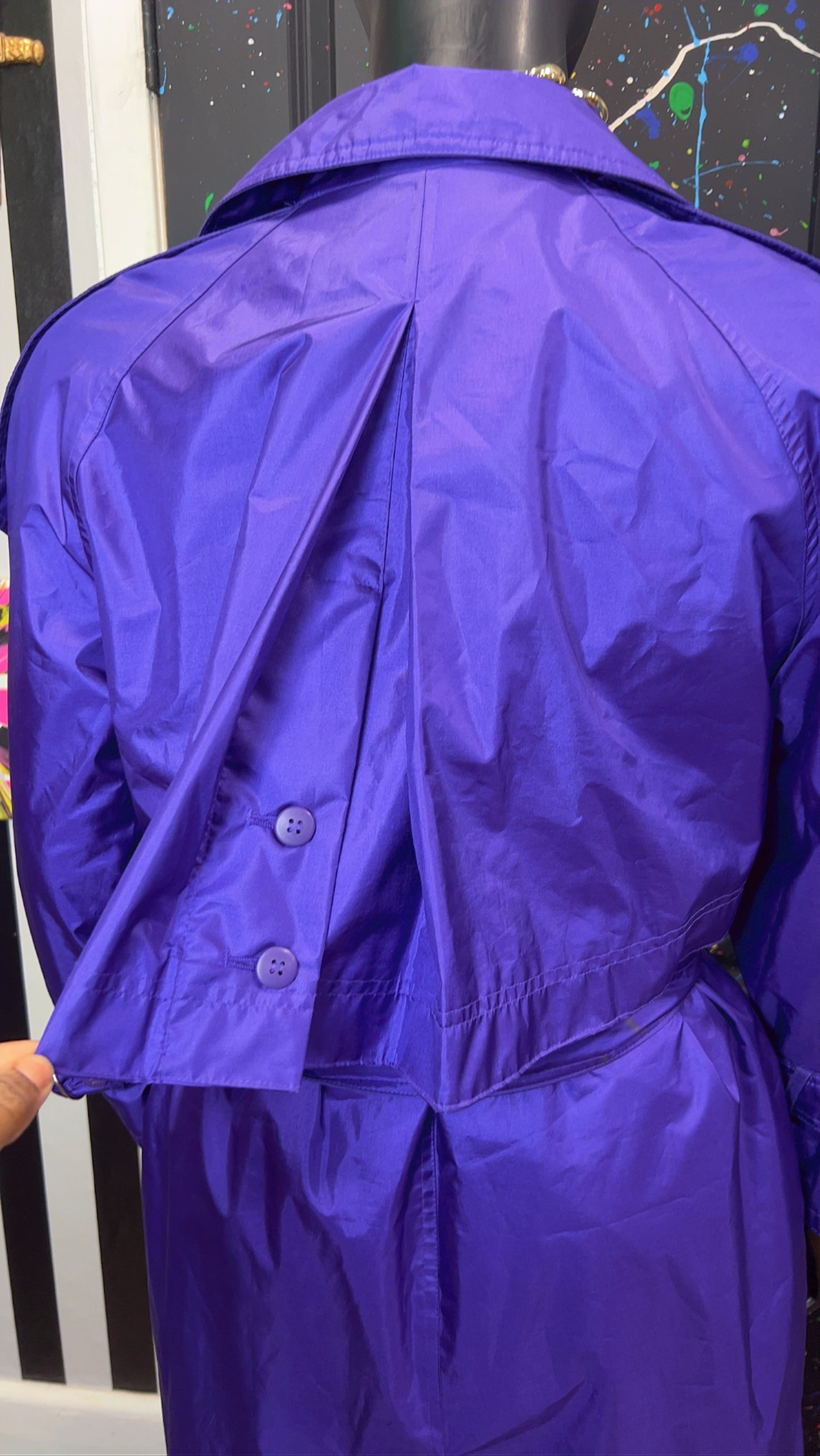 Vintage Purple Trench Rain Coat w/ Belt (14) *KC