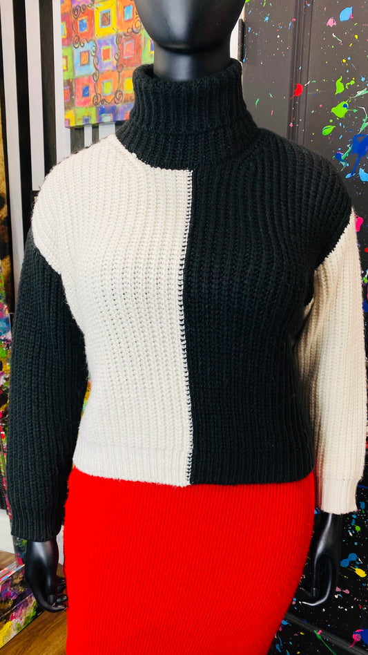 Cropped Black & White Colorblock Sweater (18)