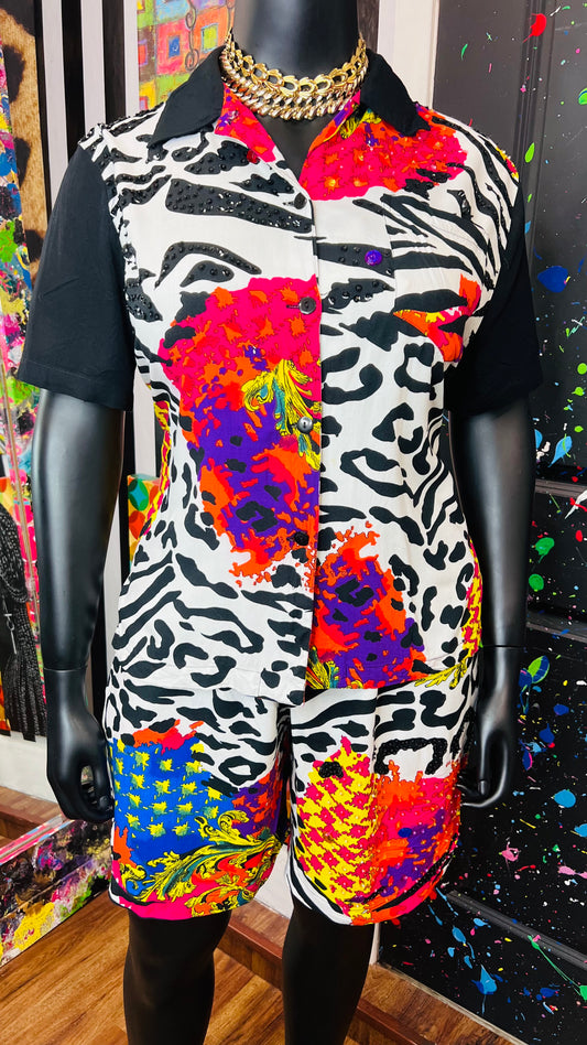 Vintage Rayon Abstract Short Set (14)