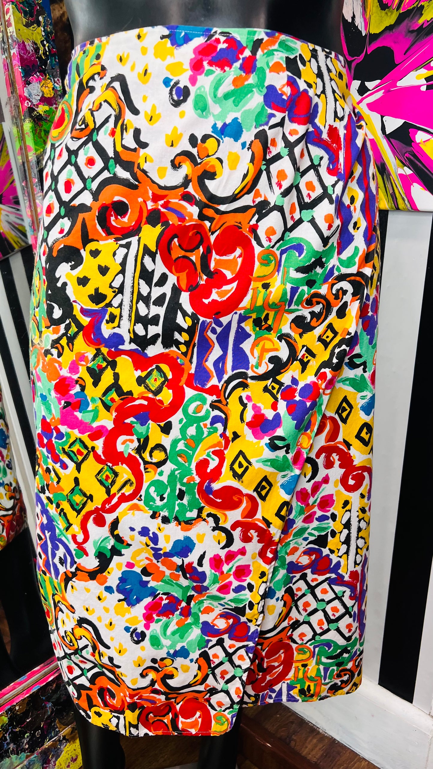 Vintage Cotton Abstract Wrap Skirt (14)