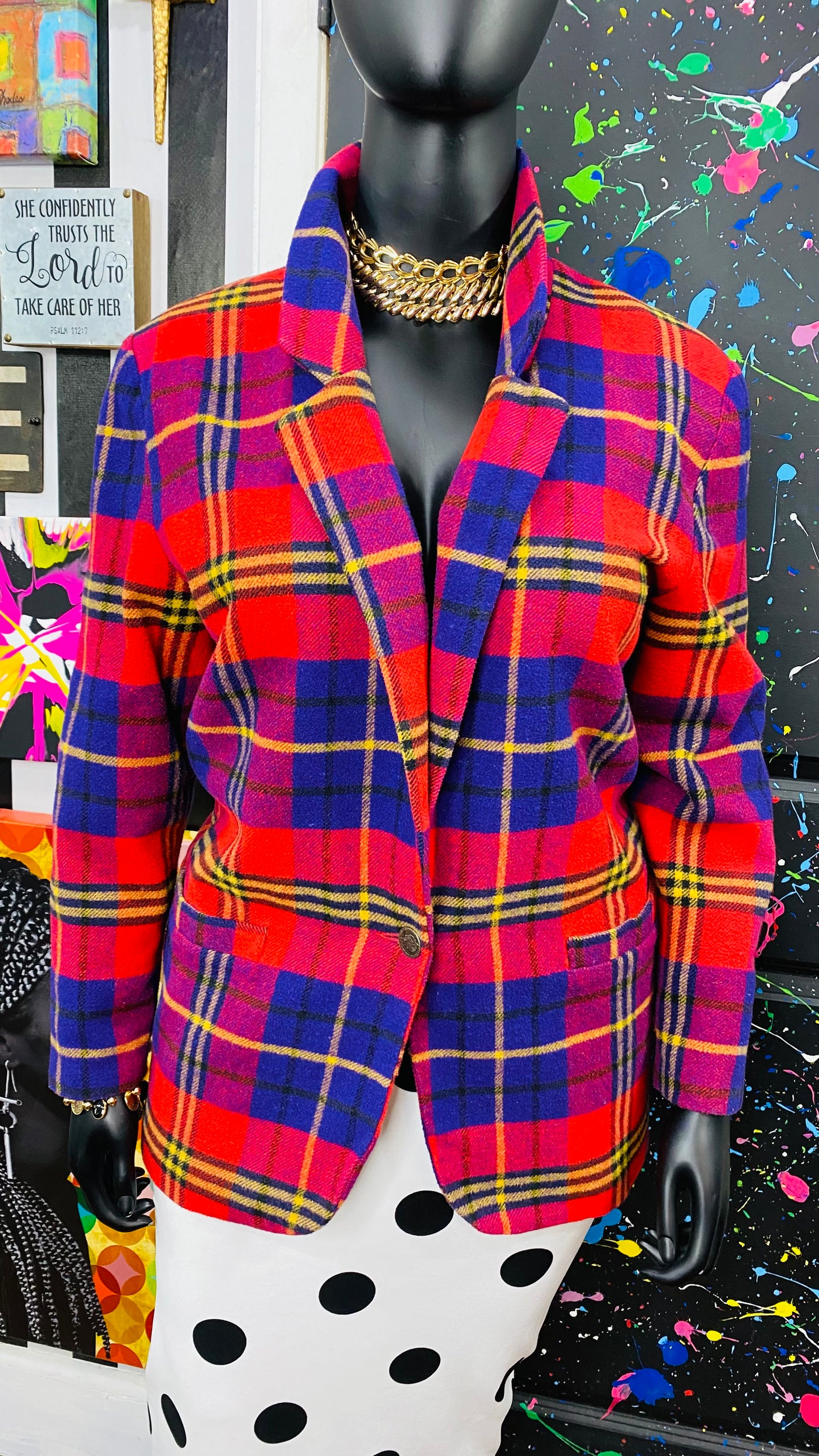 Vintage Plaid Wool (lined) Blazer (16)