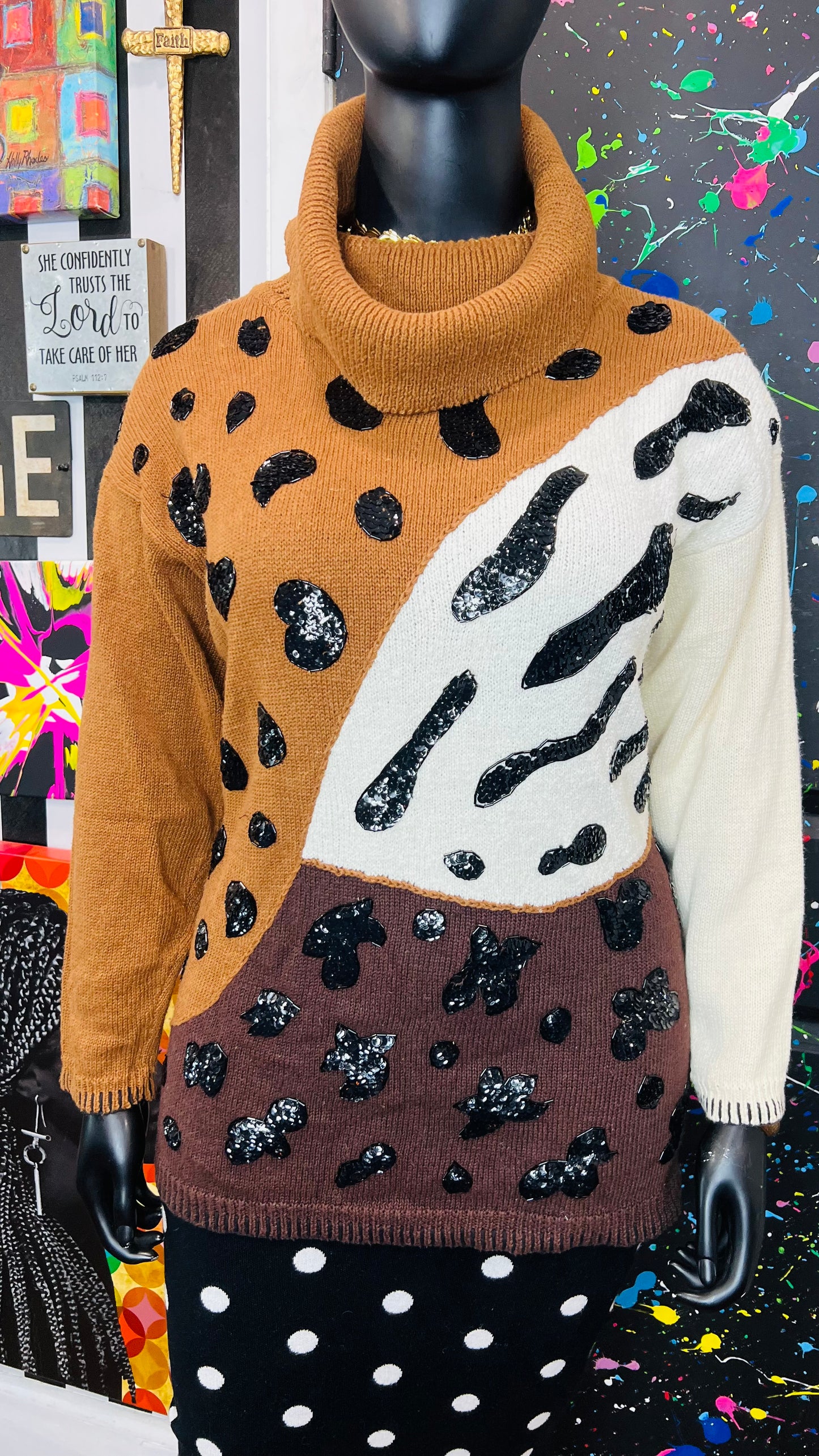 Vintage Sequin Animal Print Sweater (20)