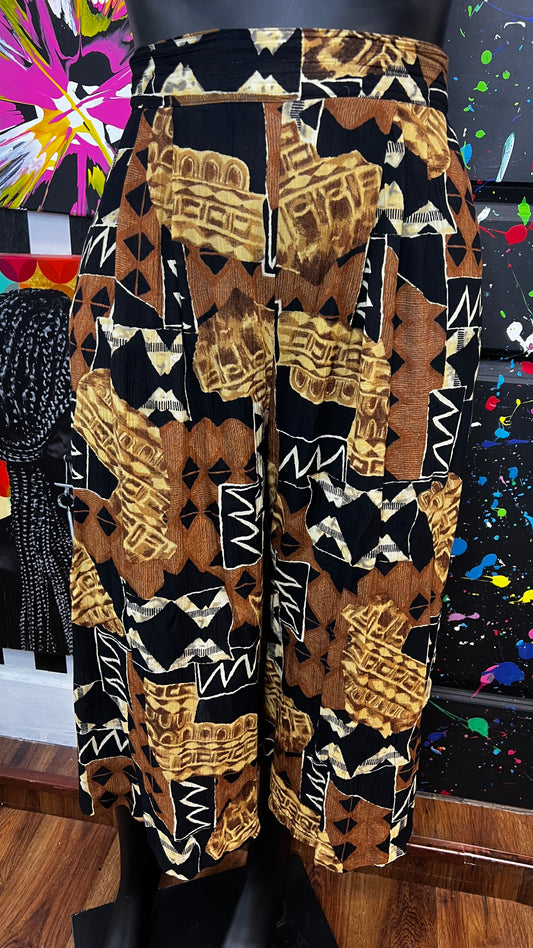 Vintage Tribal Print Wide Leg Culotte/ Gauchos (24)