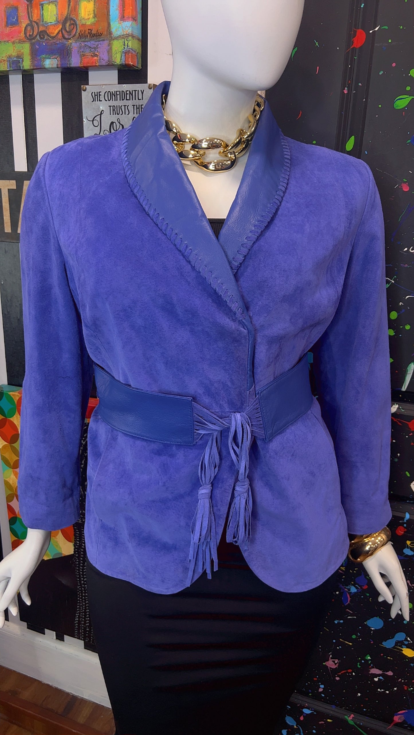 Vintage Suede Leather Jacket with Belt (18)