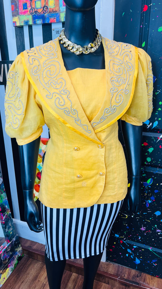 Vintage Yellow & Beaded Blouse (16)
