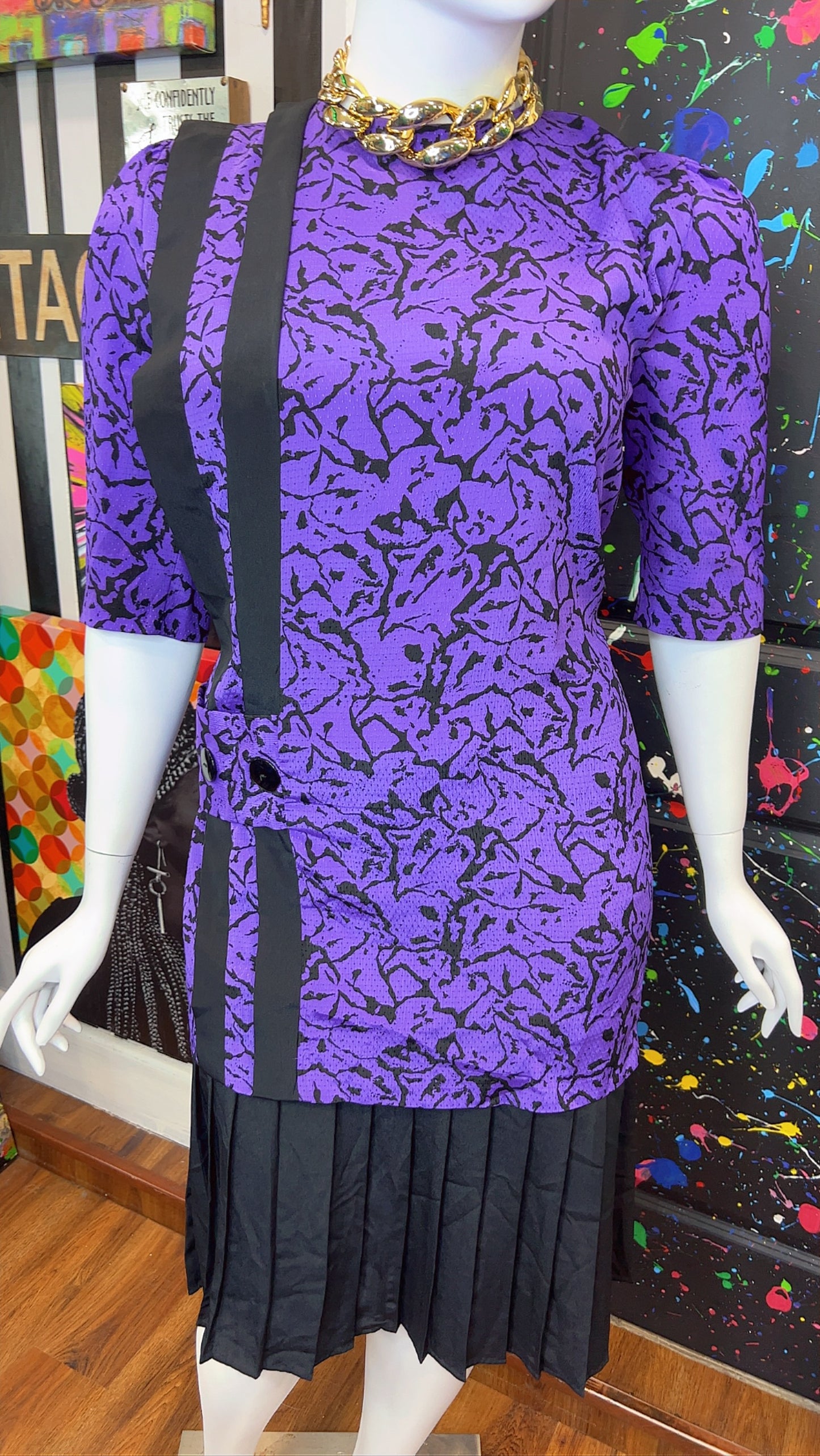 Vintage Purple & Black Dress (16)