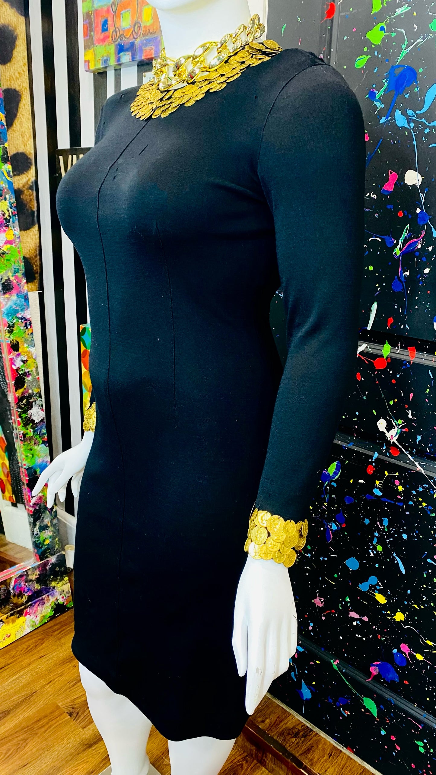 Vintage Wool Coin Dress- Has Stretch(14)