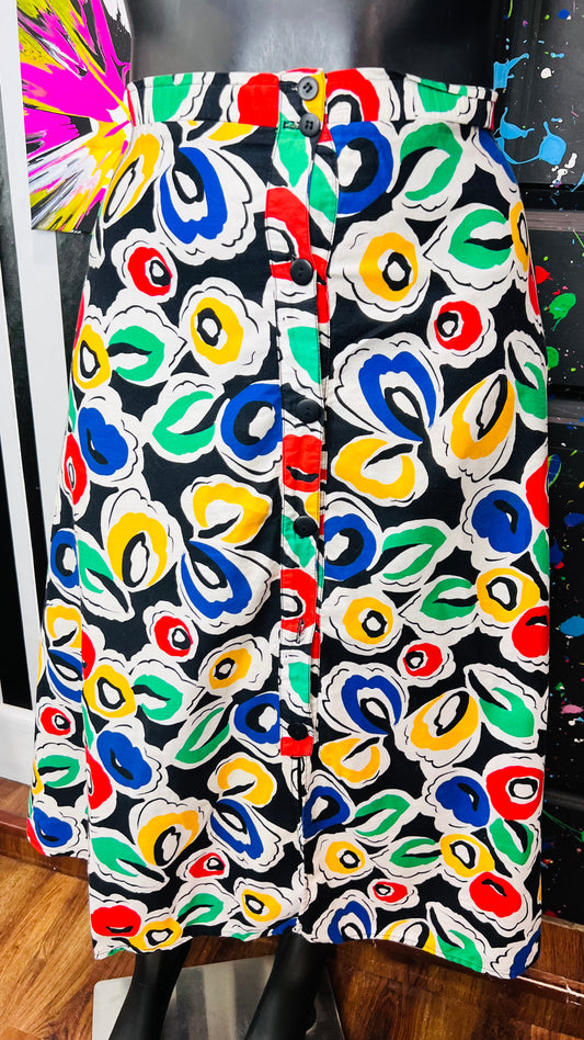 Vintage Color block Abstract Skirt (16)