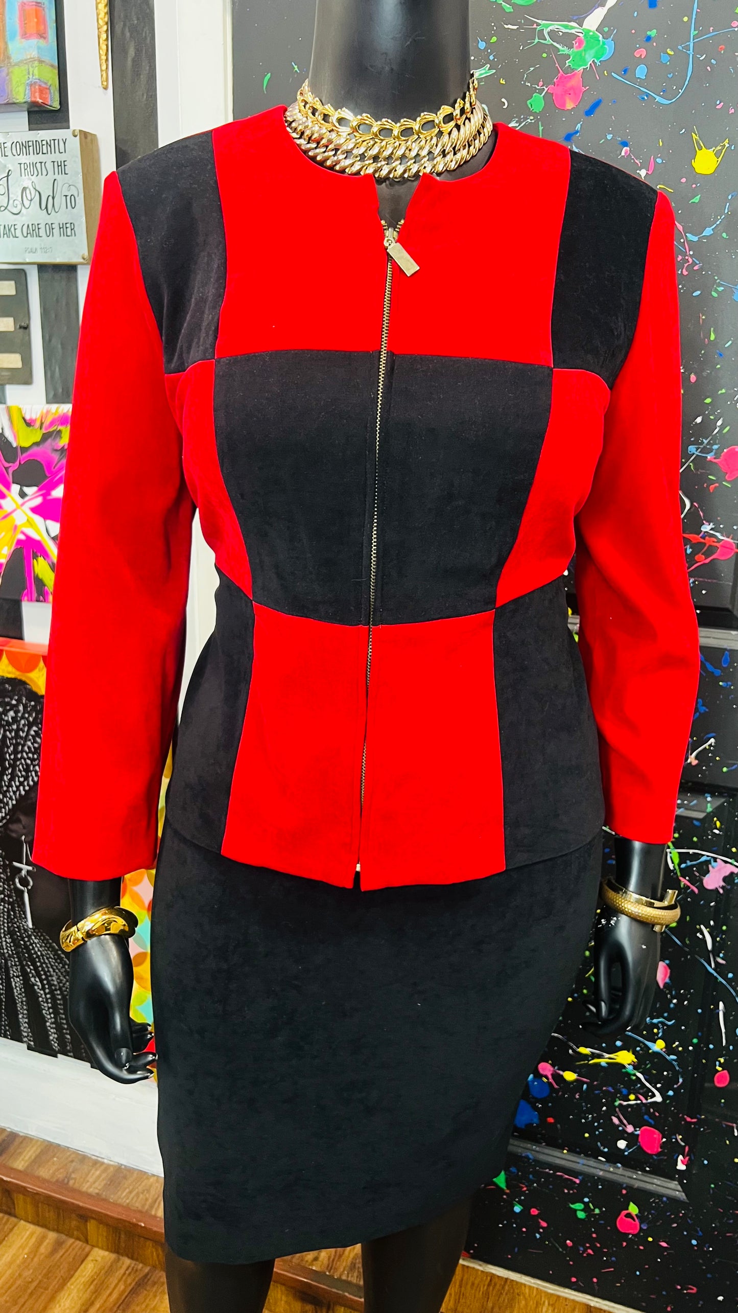 Vintage Red & Black Skirt Set (16)