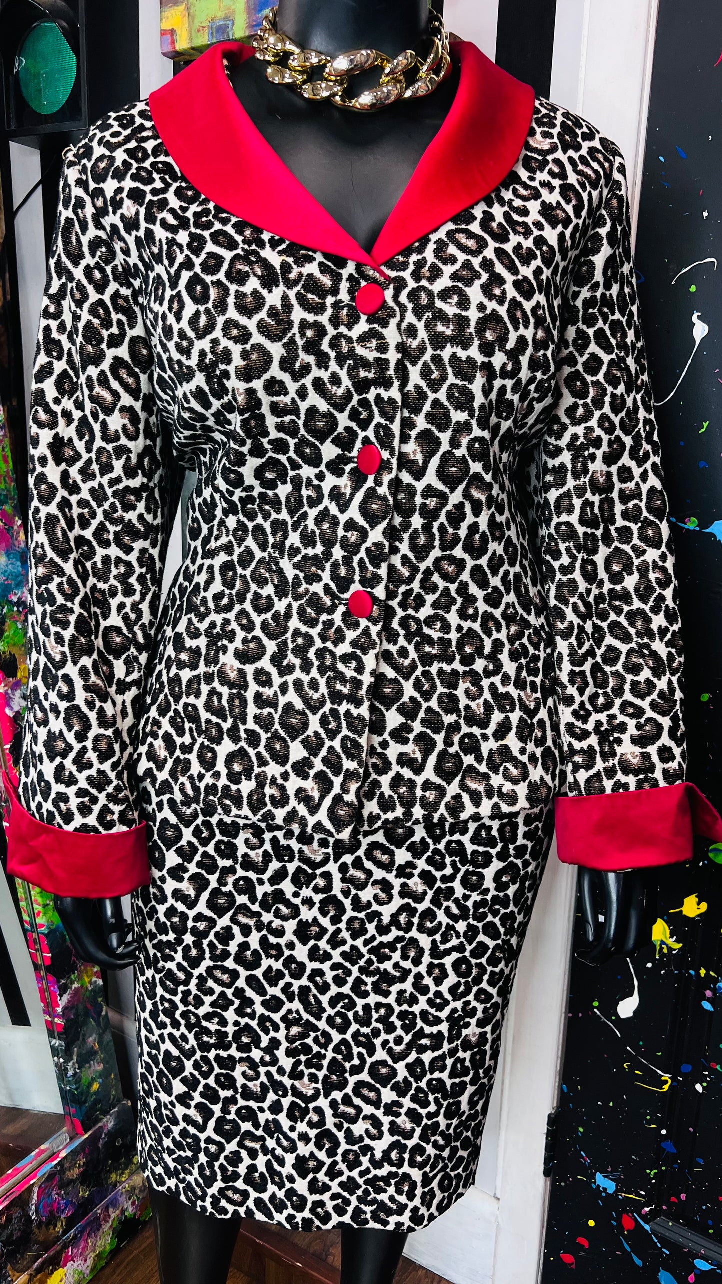 Vintage Cheetah Print Skirt Suit (22W)