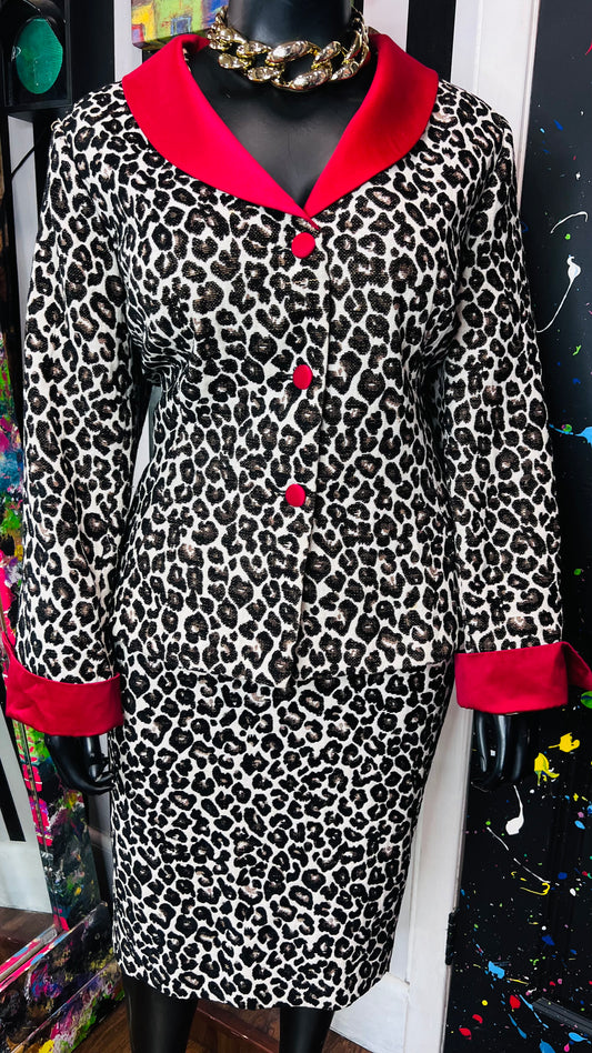 Vintage Cheetah Print Skirt Suit (22W)