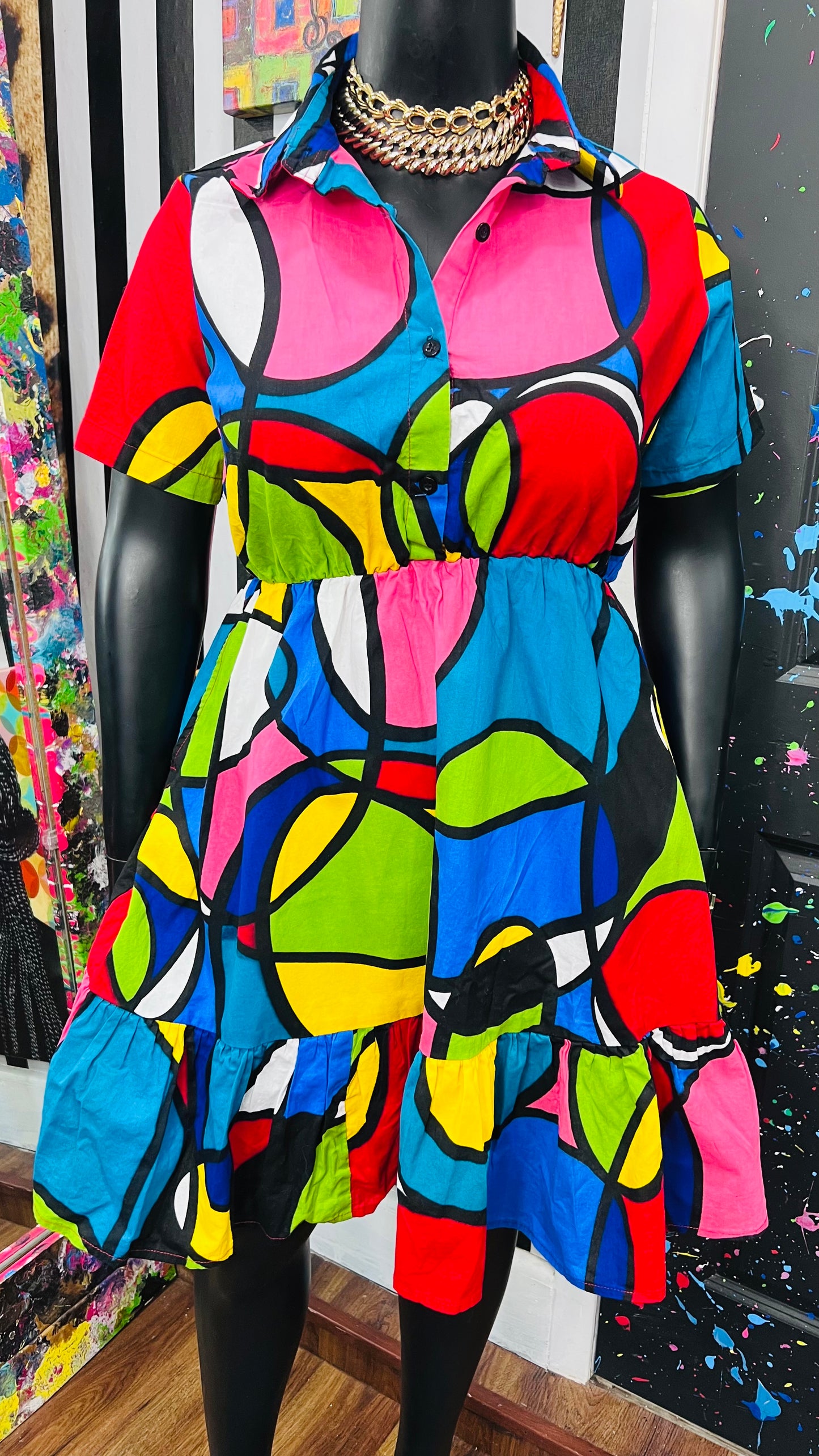 100% Cotton African Abstract Print Dress (14)