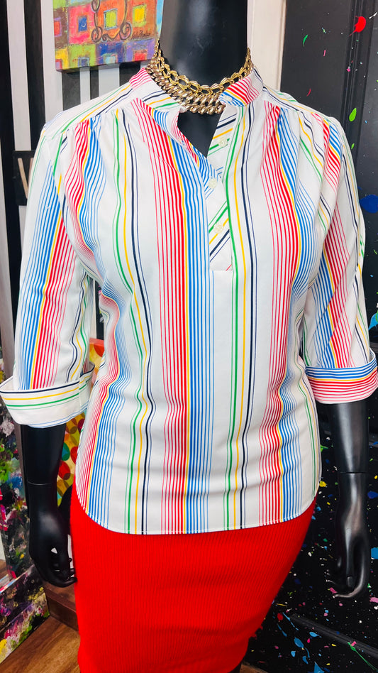 Vintage 70’s ColorBlock Striped Blouse (20)