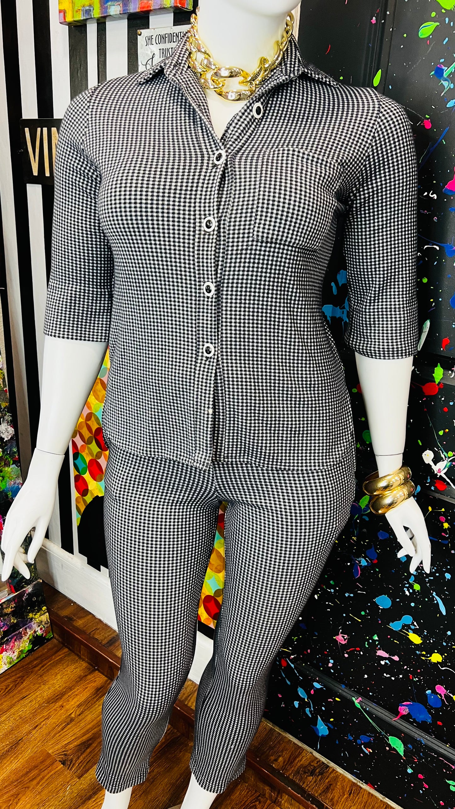 Vintage Black & White Houndstooth Set (12)