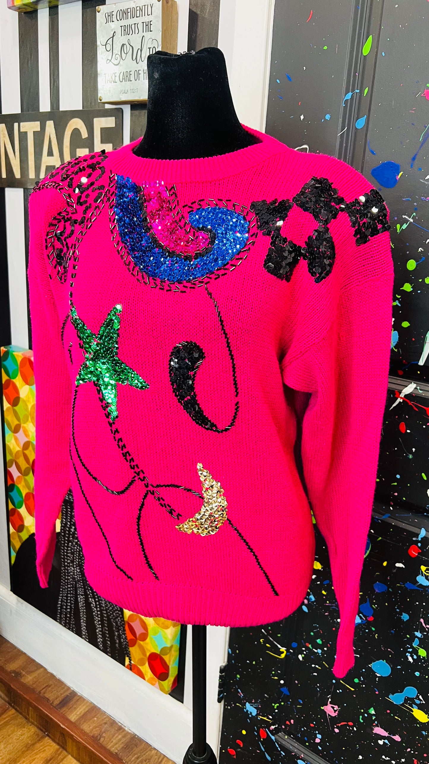 Vintage Pink Sequin Sweater (14)