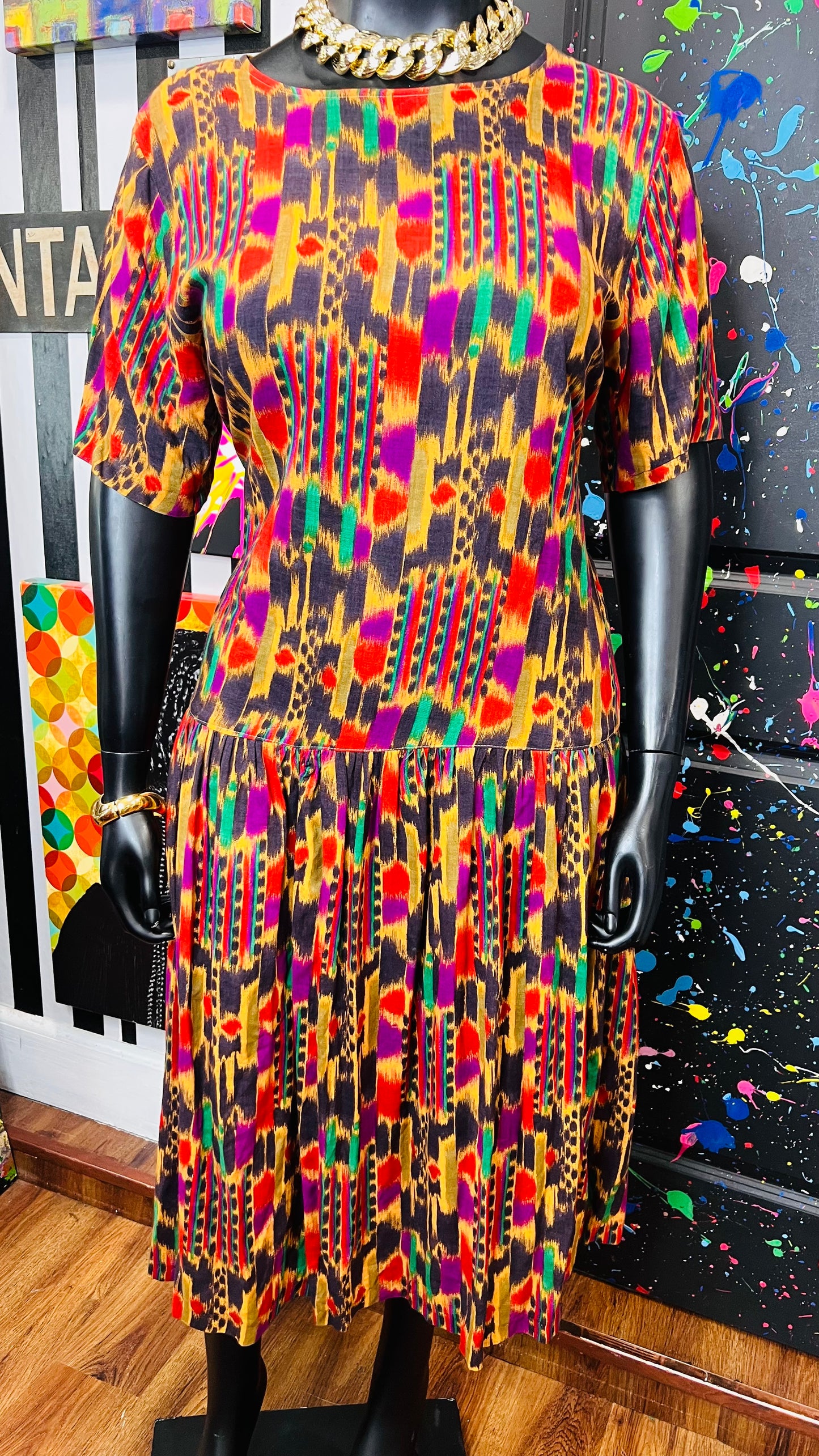Vintage Tribal Print Sleeveless Dress (14)