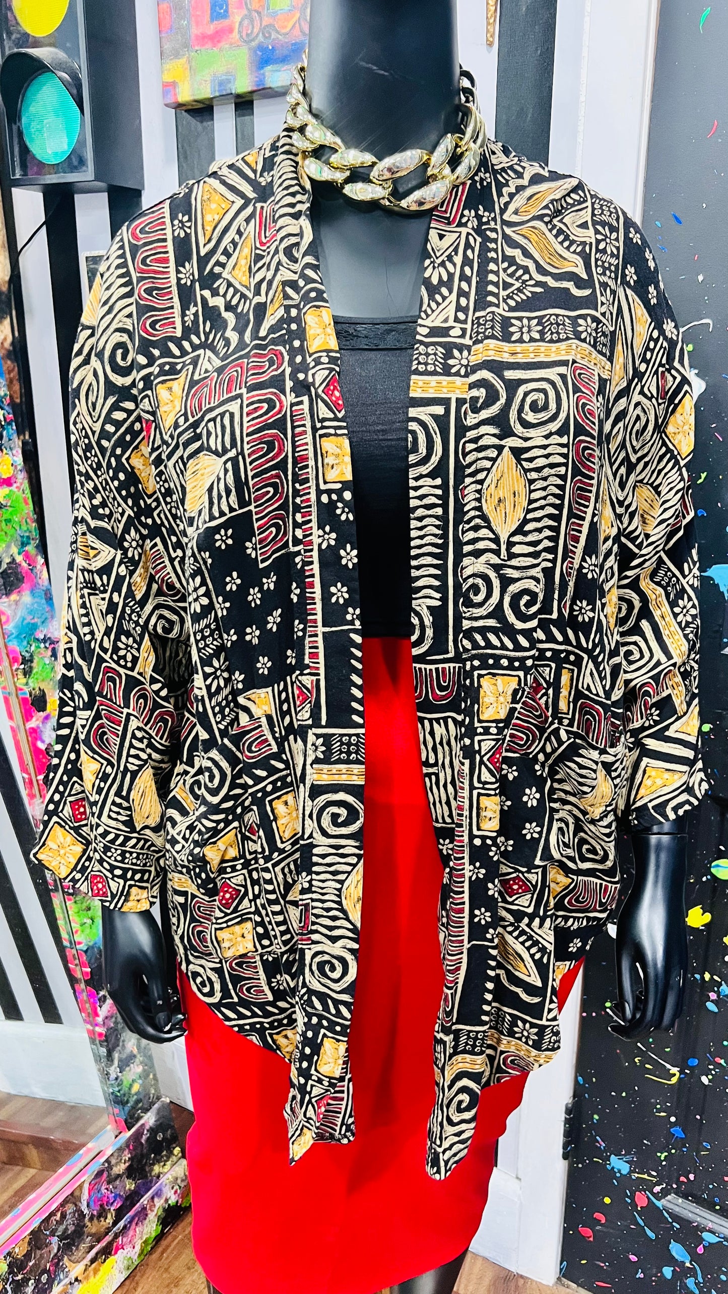 Vintage Tribal Print Open Duster (OS)