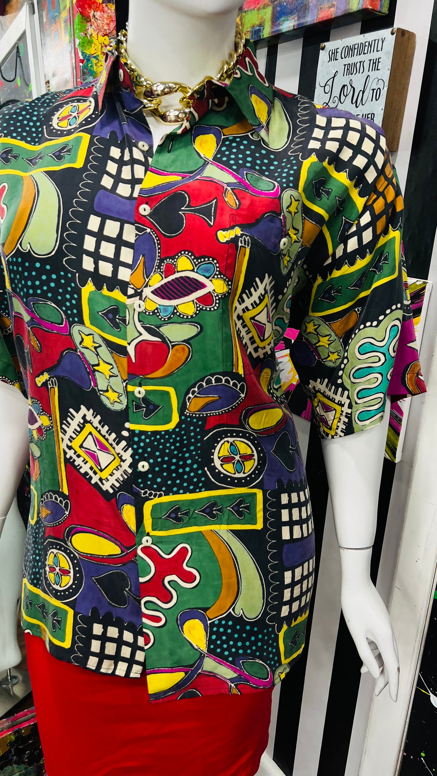 Vintage 100% Silk Funky Blouse (18)