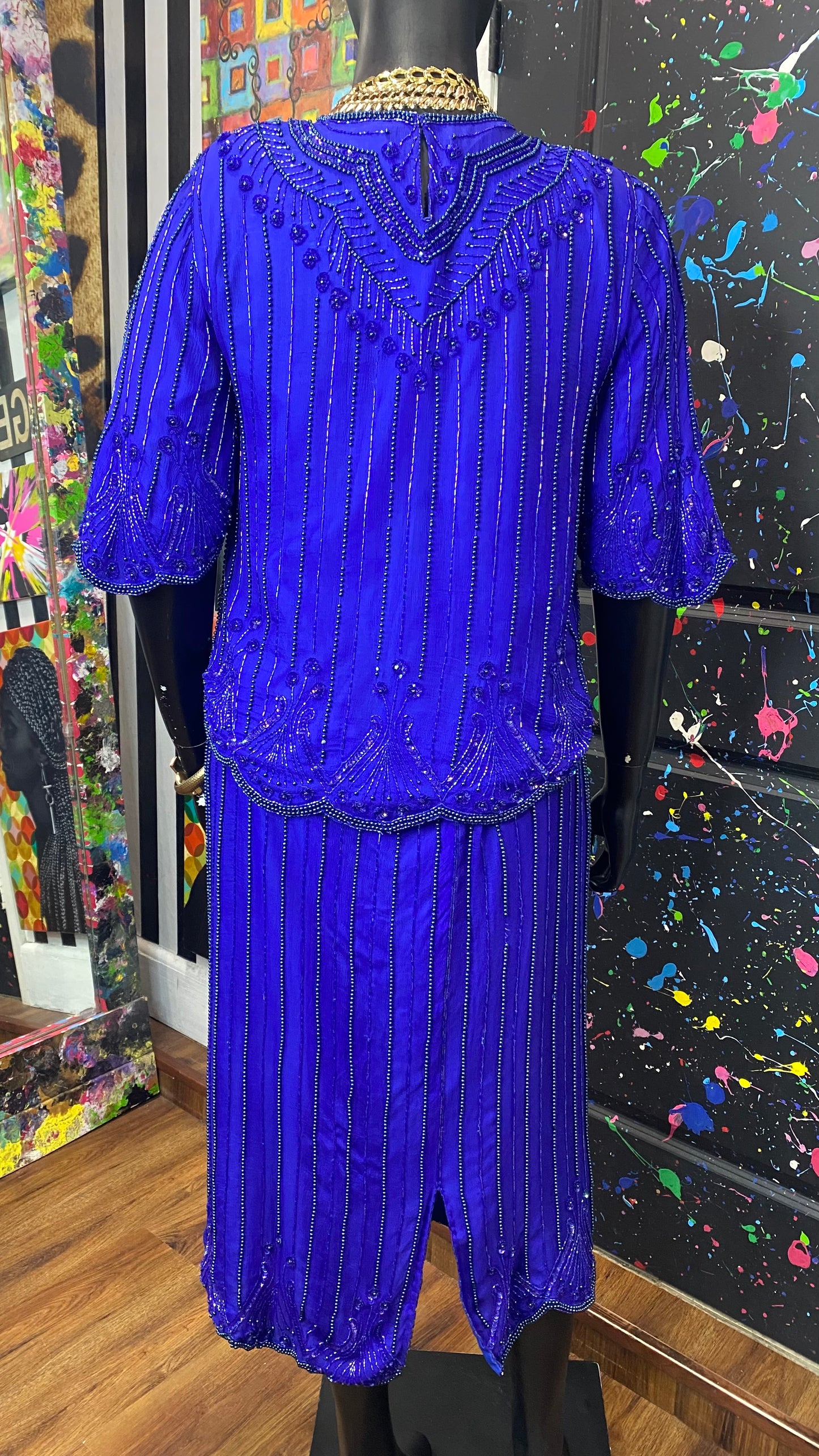 Vintage 100% Silk Sequin Set (14)