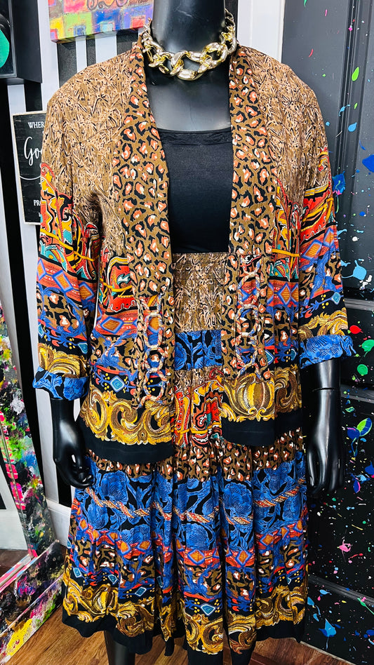 Vintage 100% Rayon Carole Little Skirt Set (14/16)