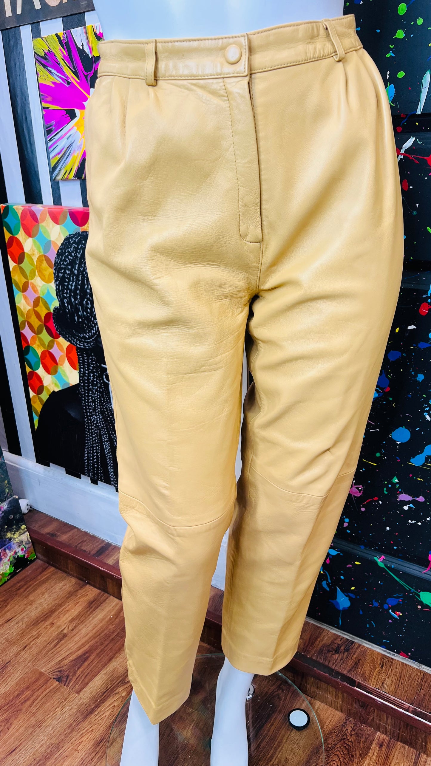 Vintage Genuine Leather Tan Pants (16)