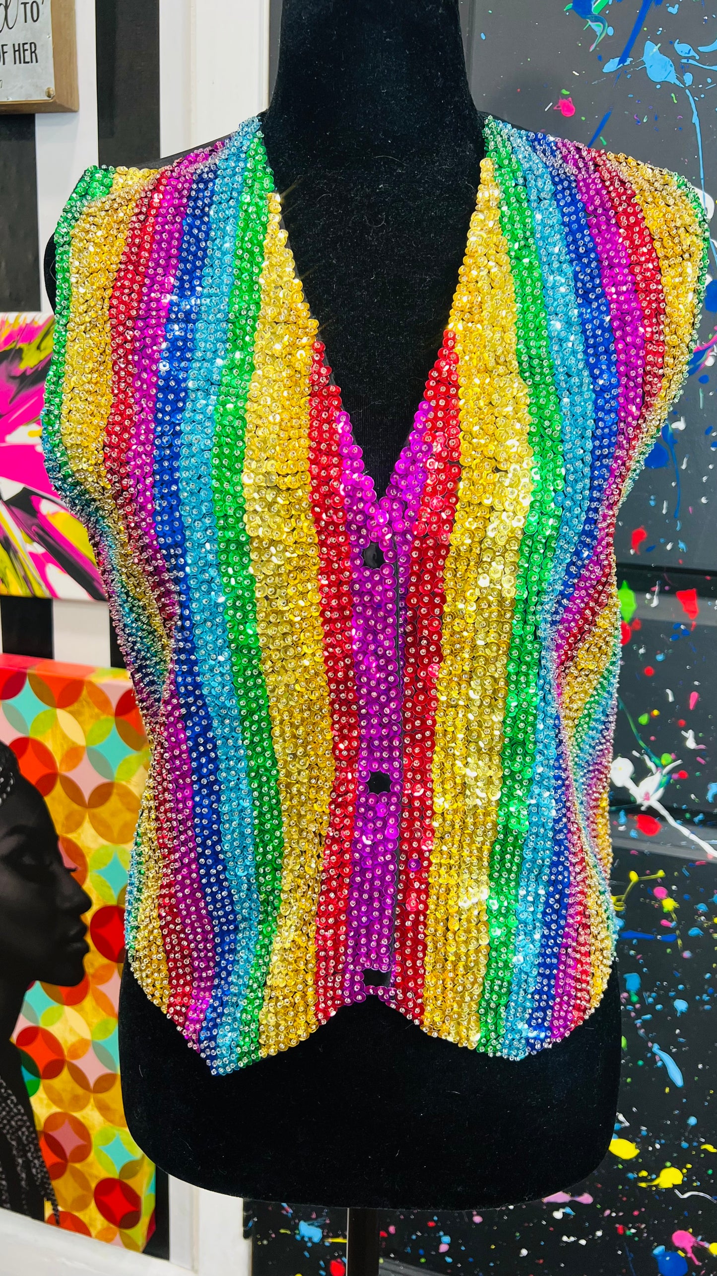 Vintage Rainbow Sequin Vest (12)