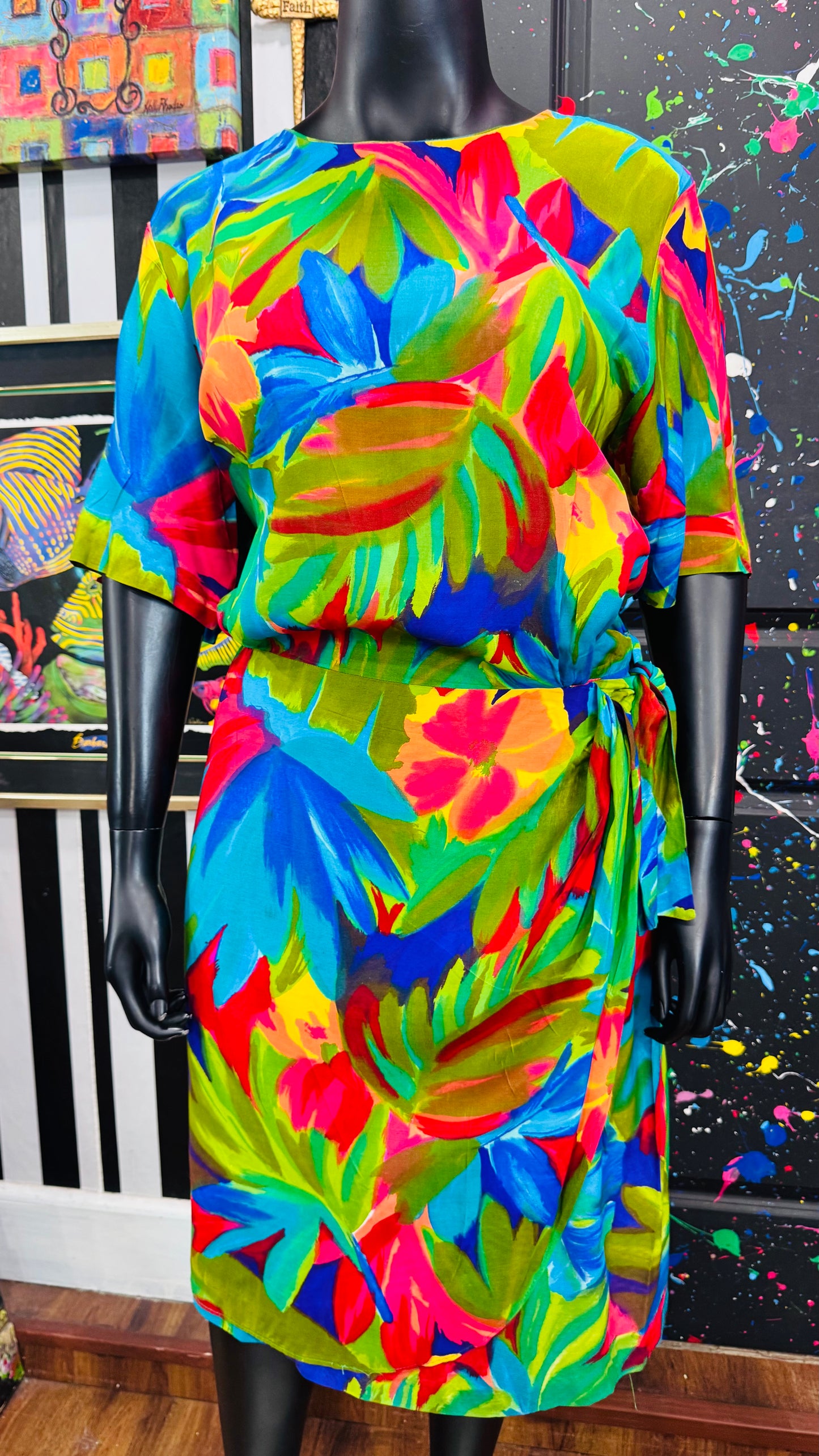 Vintage Rayon Floral Wrap Dress (24)
