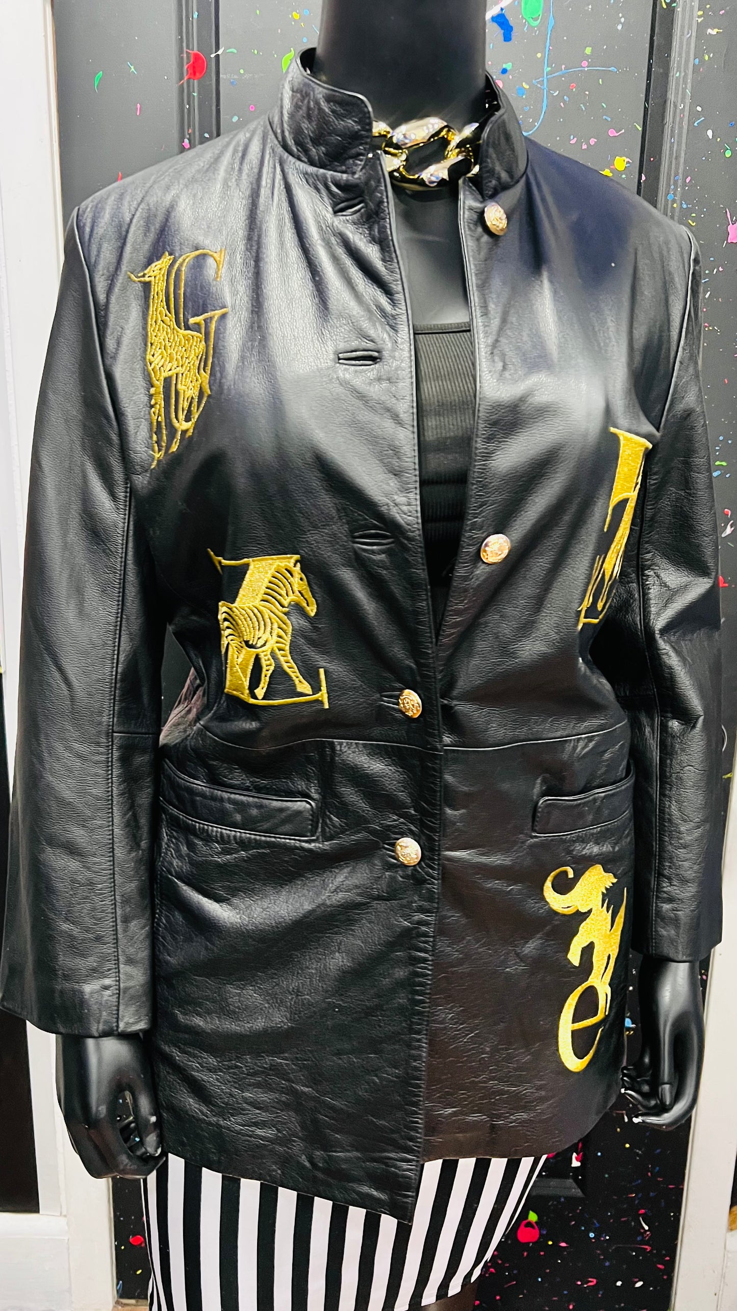 Vintage Genuine Leather Animal & Letter Jacket (14)