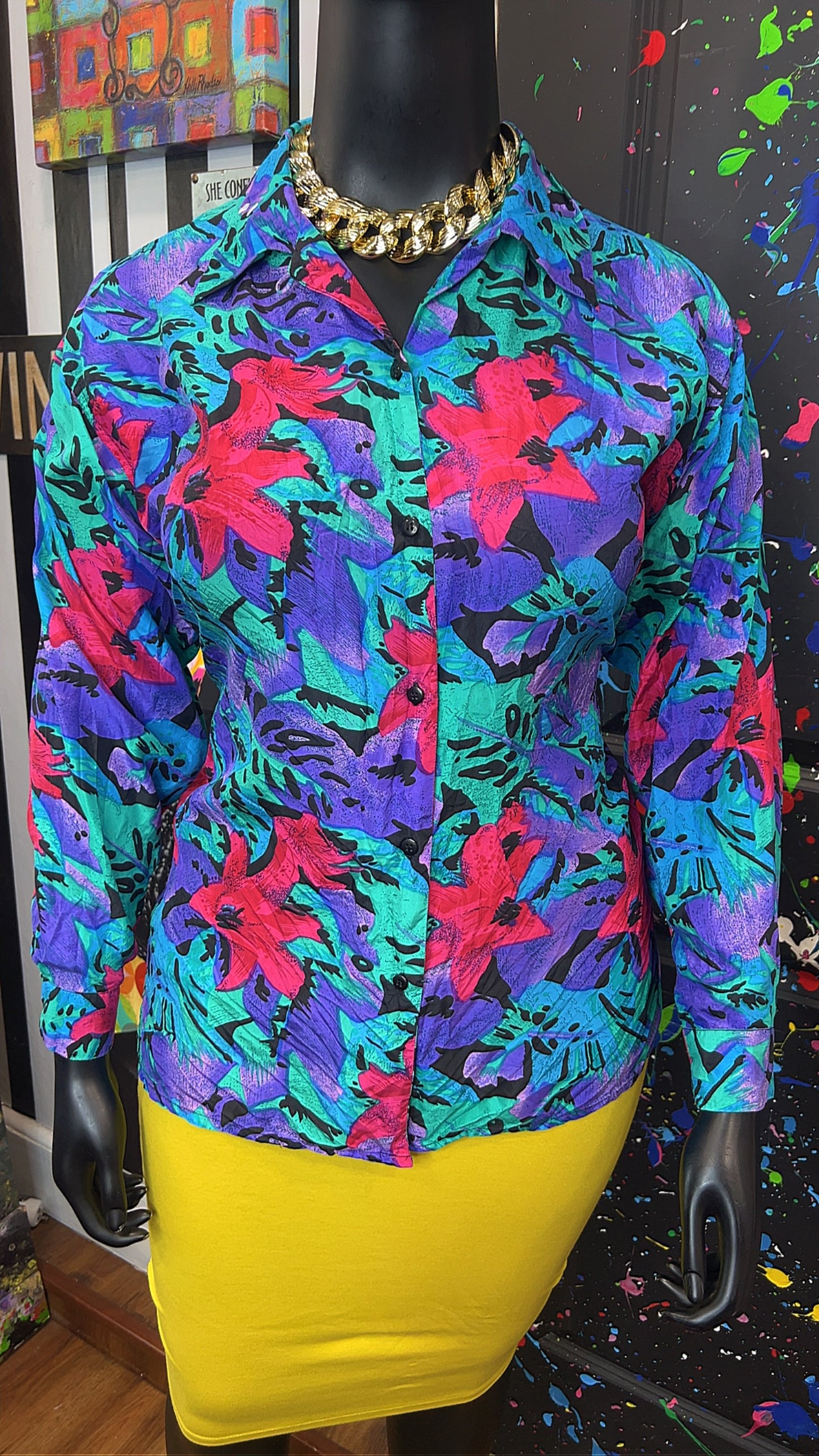 Vintage 100% Floral Silk Blouse (18)