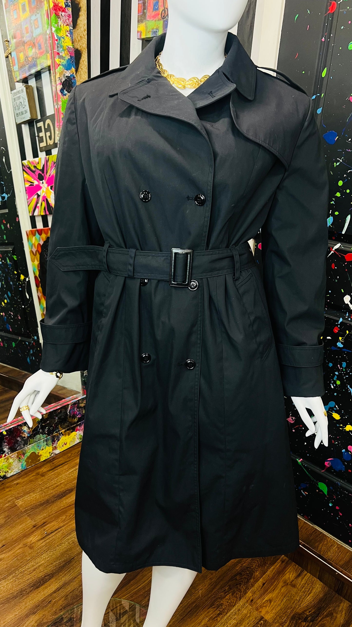 Vintage Black Trench Coat (22)