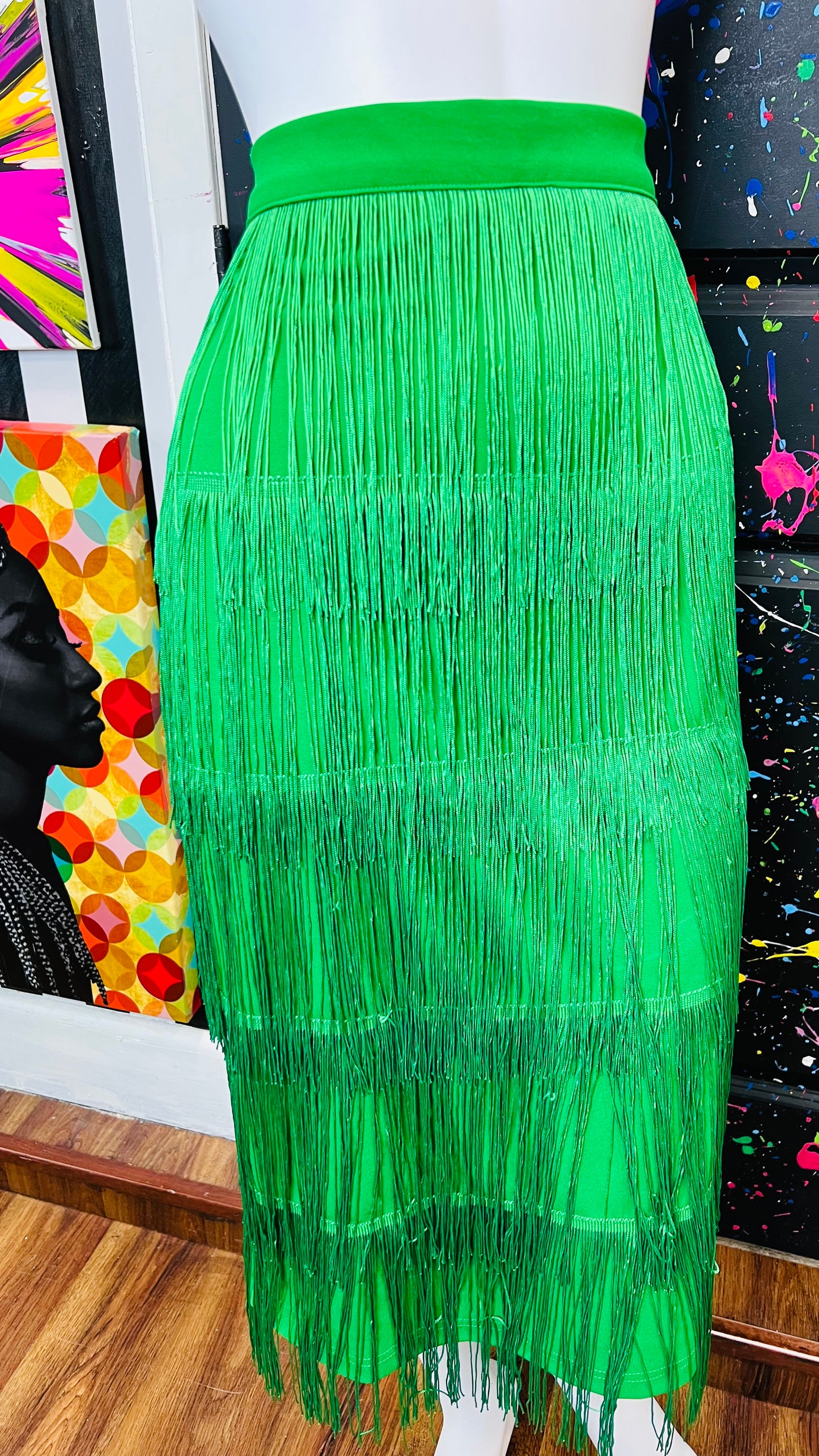 Green Fringe Skirt (14)